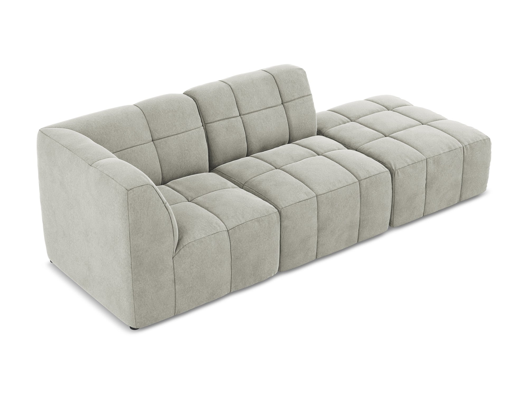 Modulares Sofa aus Samt, linksseitig offen, 3-Sitzer ALOHA, hellgrau