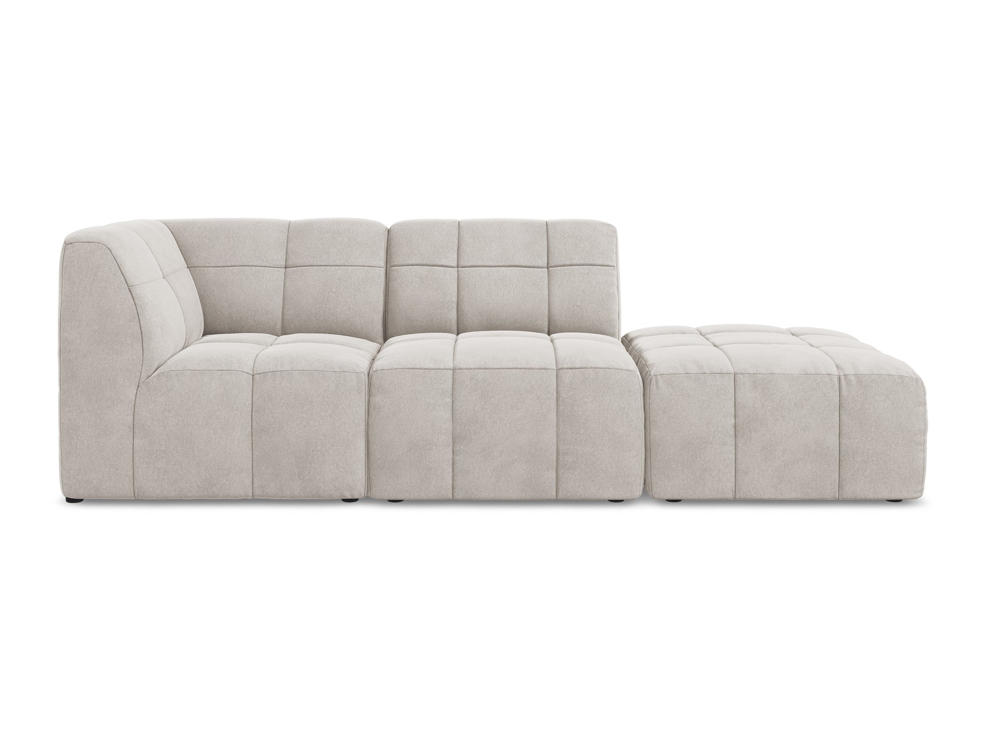 Left-facing open velvet modular sofa for 3 people ALOHA light beige