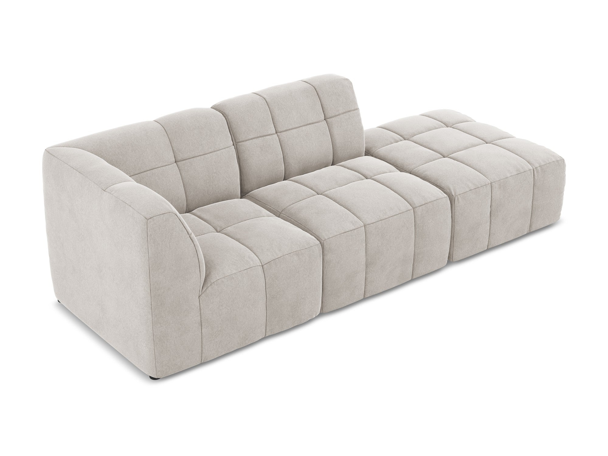 Left-facing open velvet modular sofa for 3 people ALOHA light beige