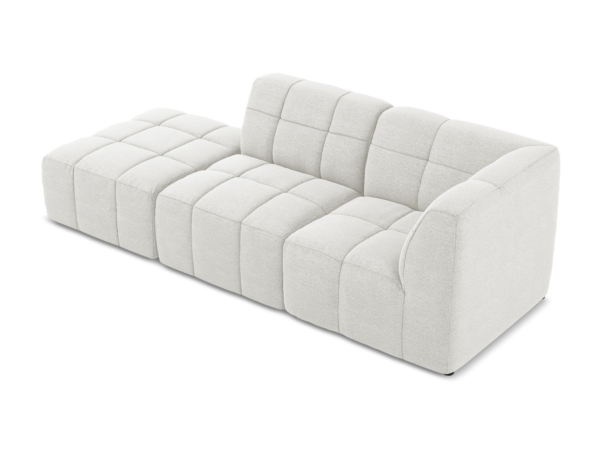 Modulares Sofa mit offener rechter Seite, 3-Sitzer ALOHA, weißes Boucle