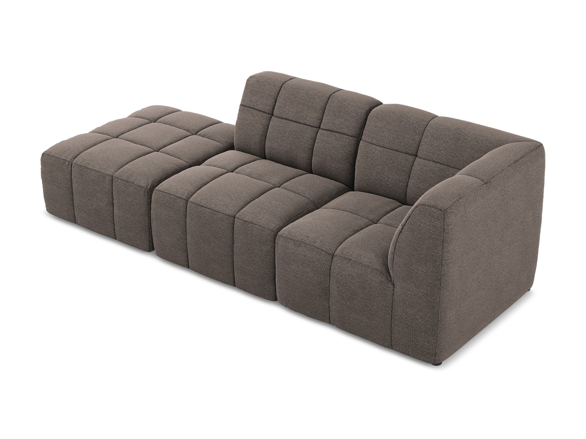 Right-facing open modular 3-seater sofa ALOHA chocolate boucle