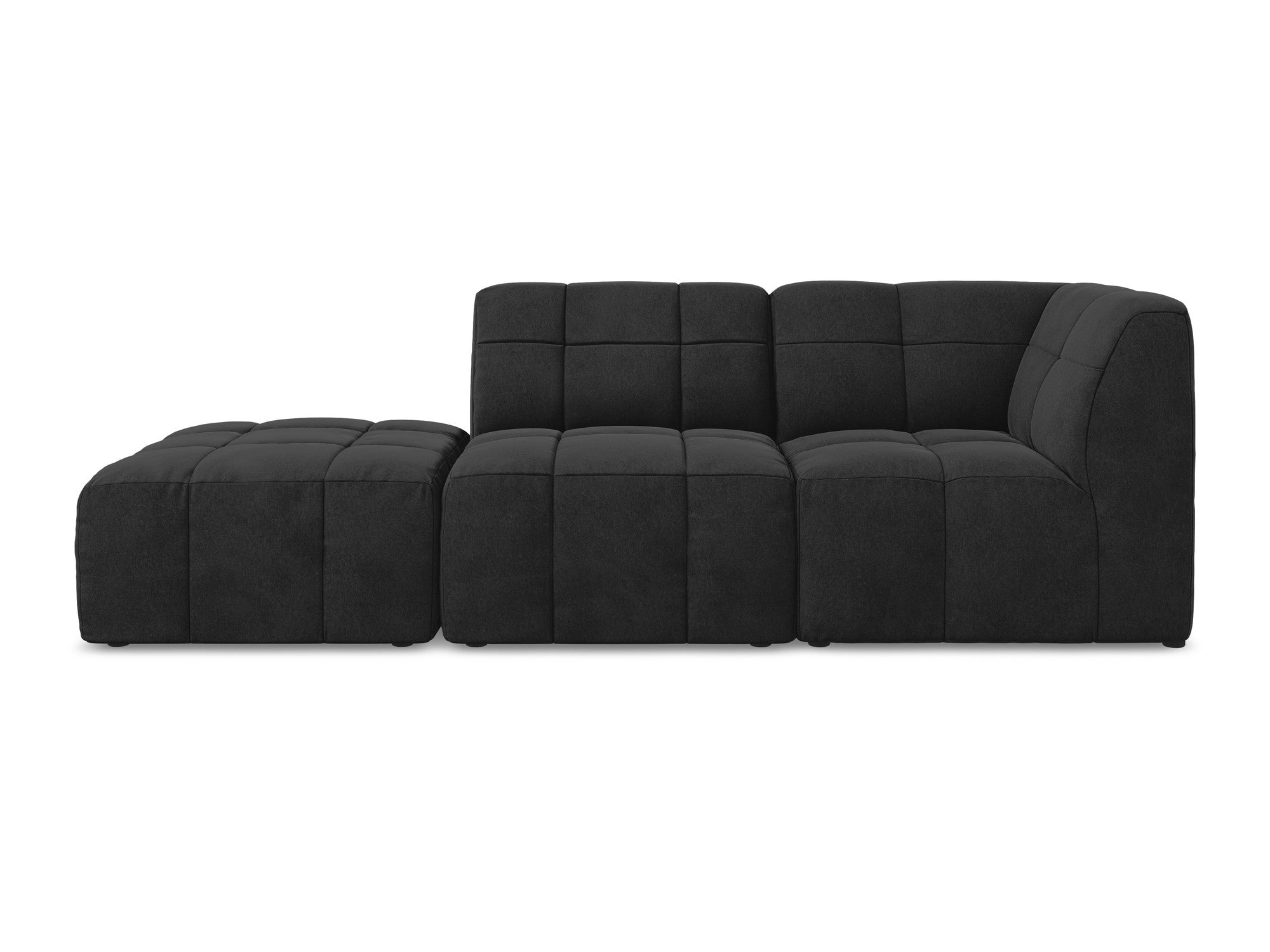 Modulares Samtsofa mit offener rechter Seite für 3 Personen ALOHA schwarz