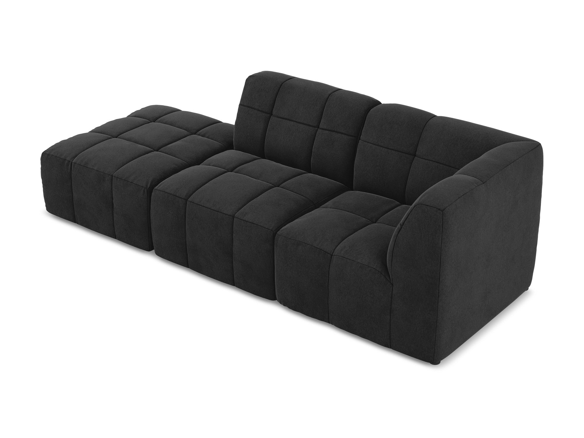 Modulares Samtsofa mit offener rechter Seite für 3 Personen ALOHA schwarz