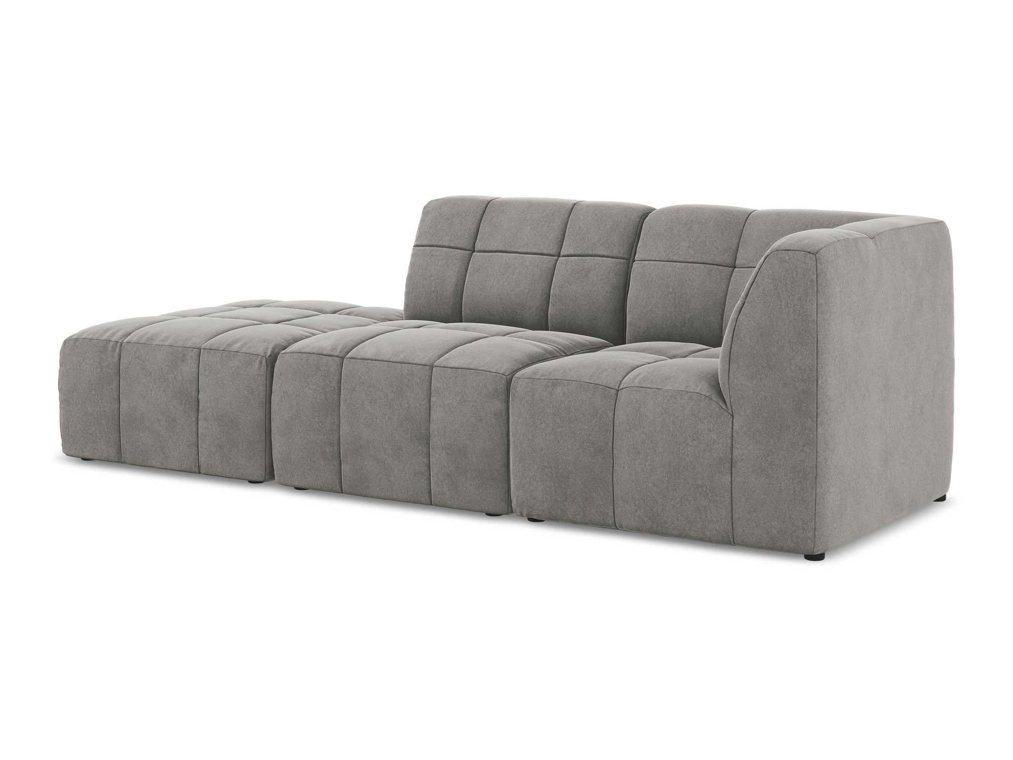 Aloha Gray Right-Open Velvet Modular Sofa for 3 People