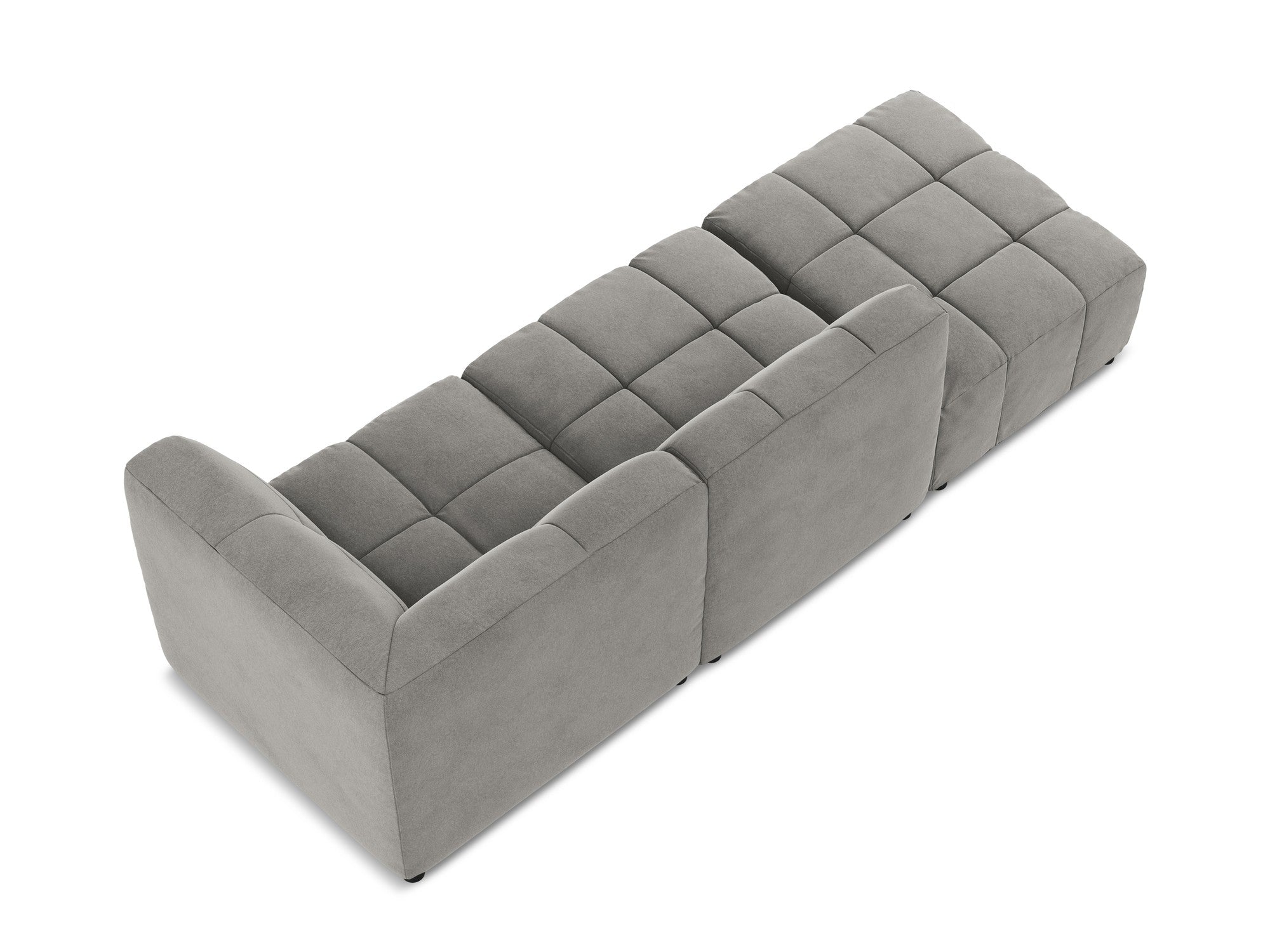 Aloha Gray Right-Open Velvet Modular Sofa for 3 People