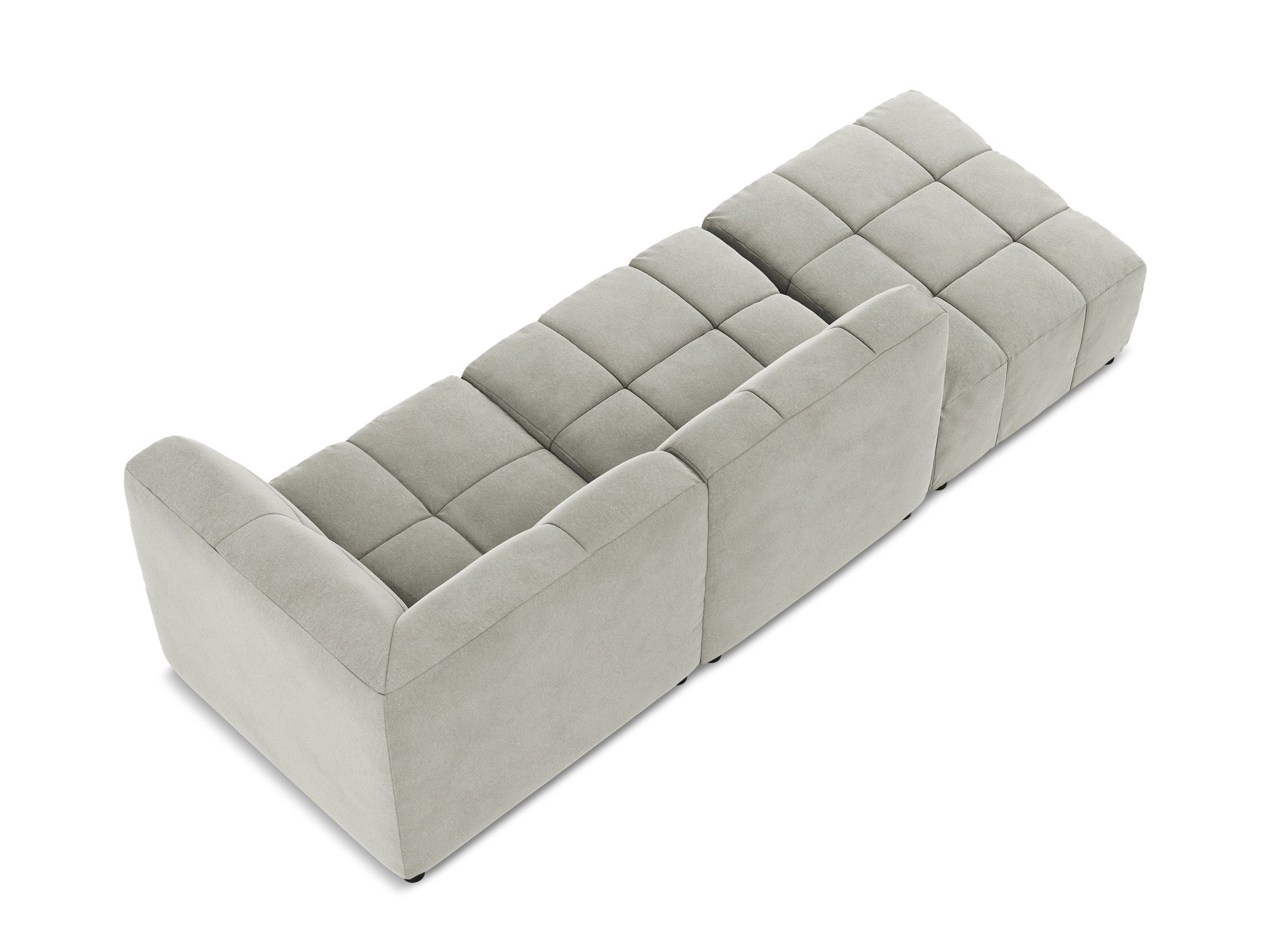 Right-facing open velvet modular sofa for 3 people ALOHA light gray