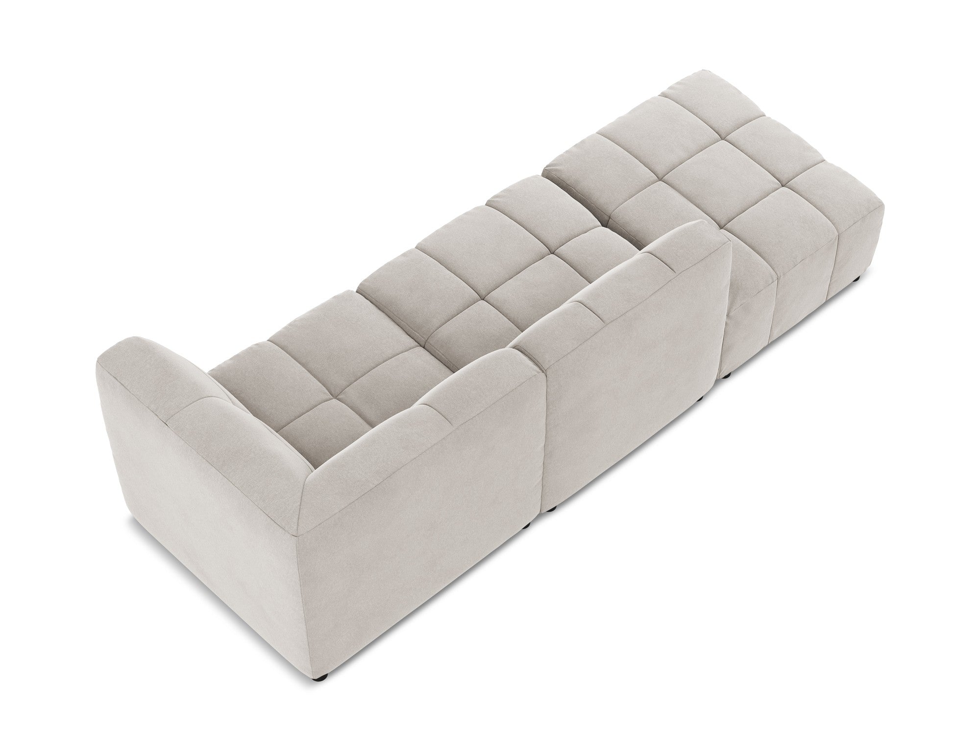 Sofa modułowa aksamitna prawostronna otwarta 3-osobowa ALOHA jasnobeżowy