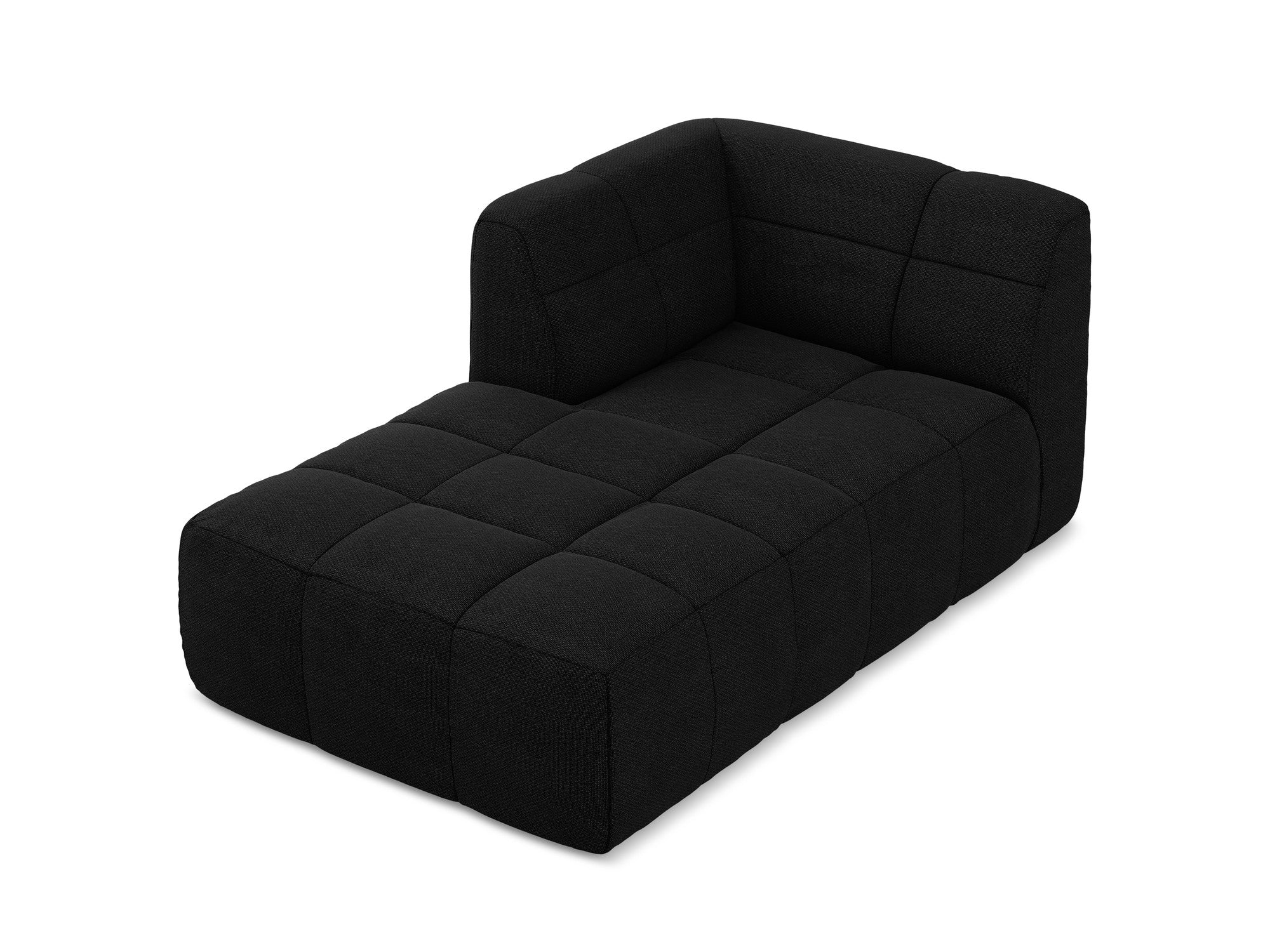Left-facing ALOHA chaise lounge in black boucle