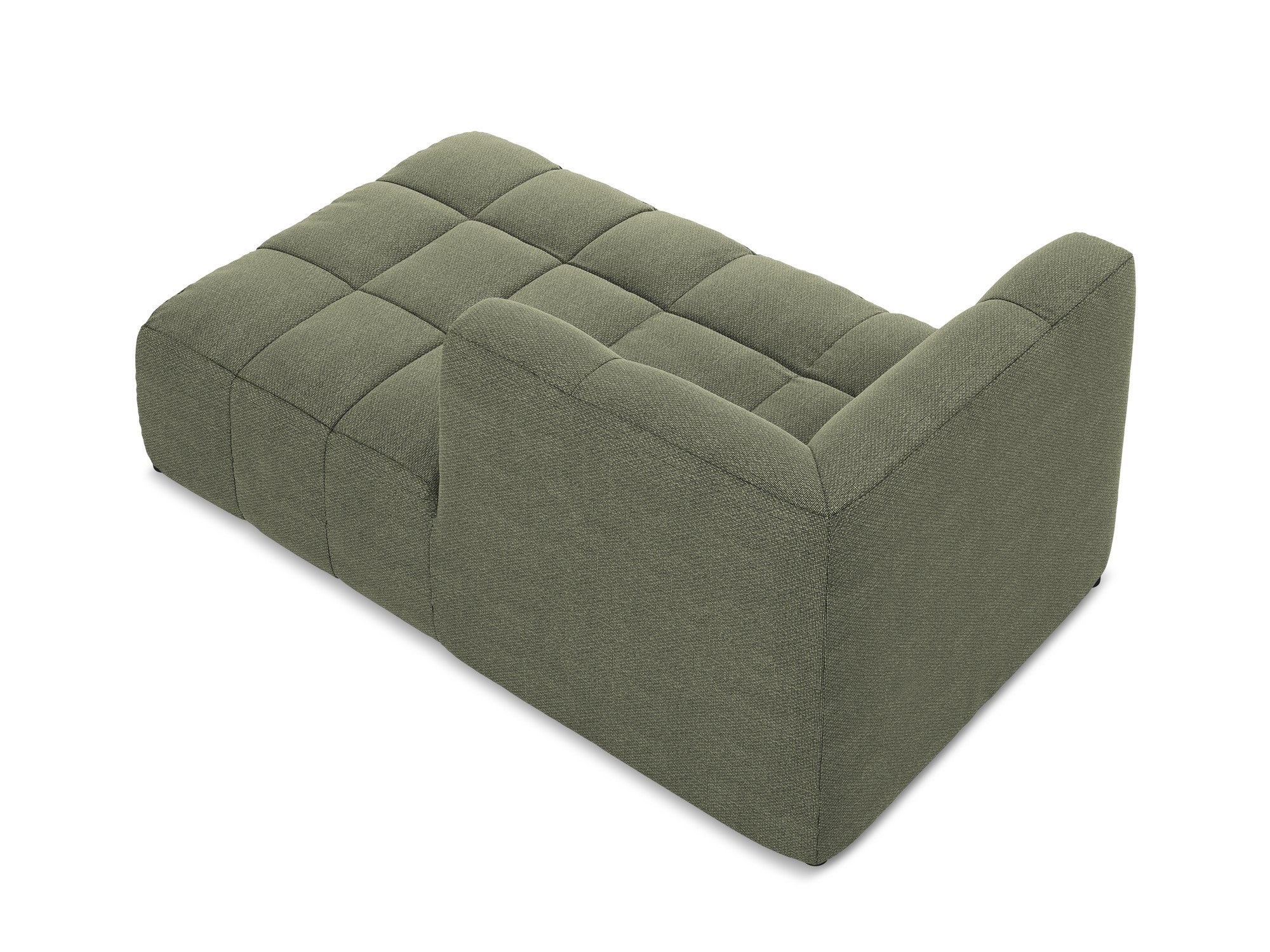 Right-facing ALOHA olive boucle chaise longue