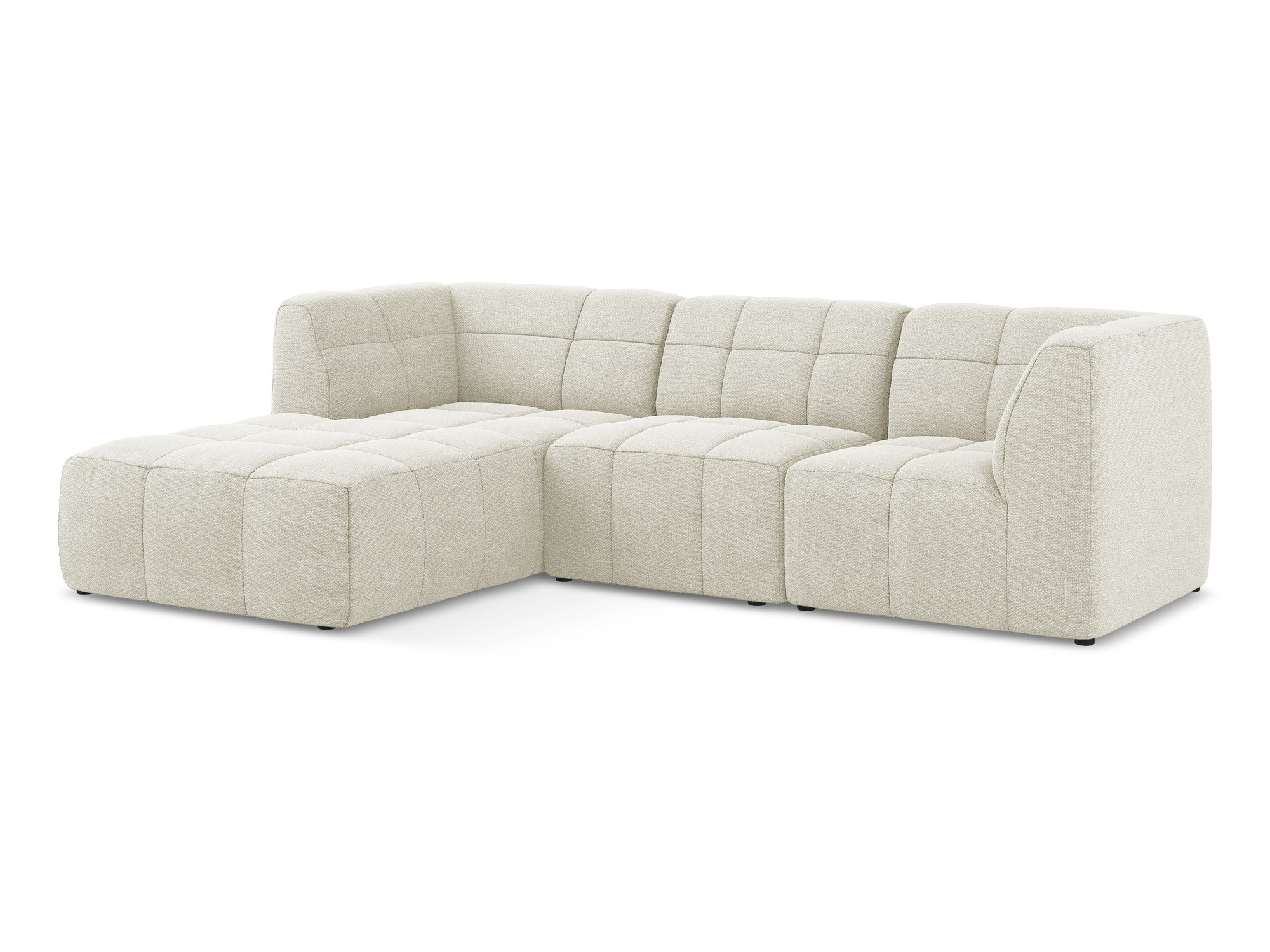 Modularer linksseitiger 3-Sitzer-Sofa ALOHA sandfarbener Boucle