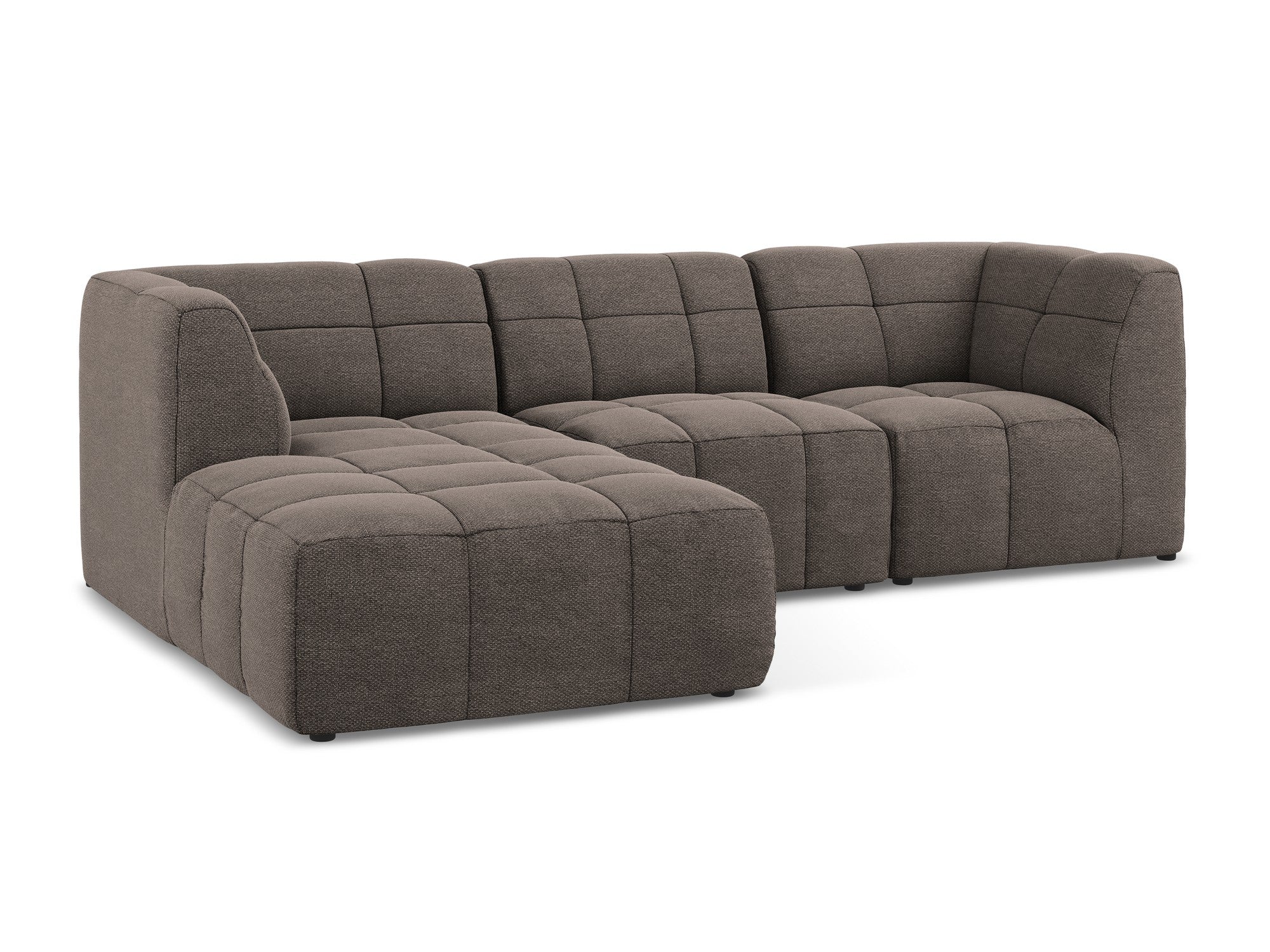 Left-facing modular sofa ALOHA in chocolate boucle, 3-seater