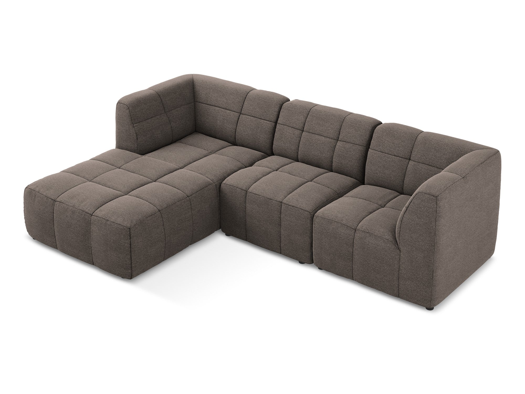 Left-facing modular sofa ALOHA in chocolate boucle, 3-seater