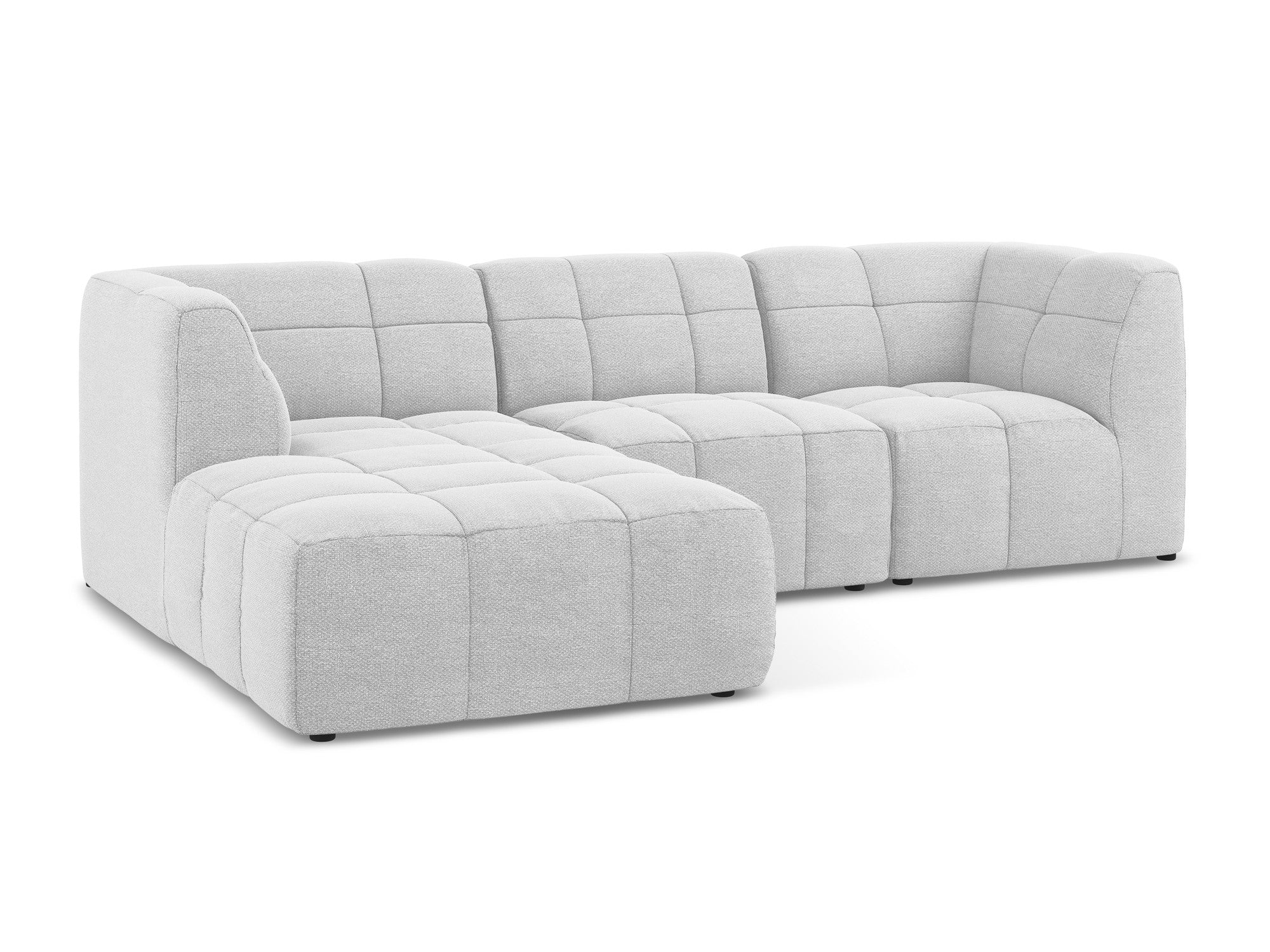 Modularer linksseitiger 3-Sitzer ALOHA silbernes Boucle