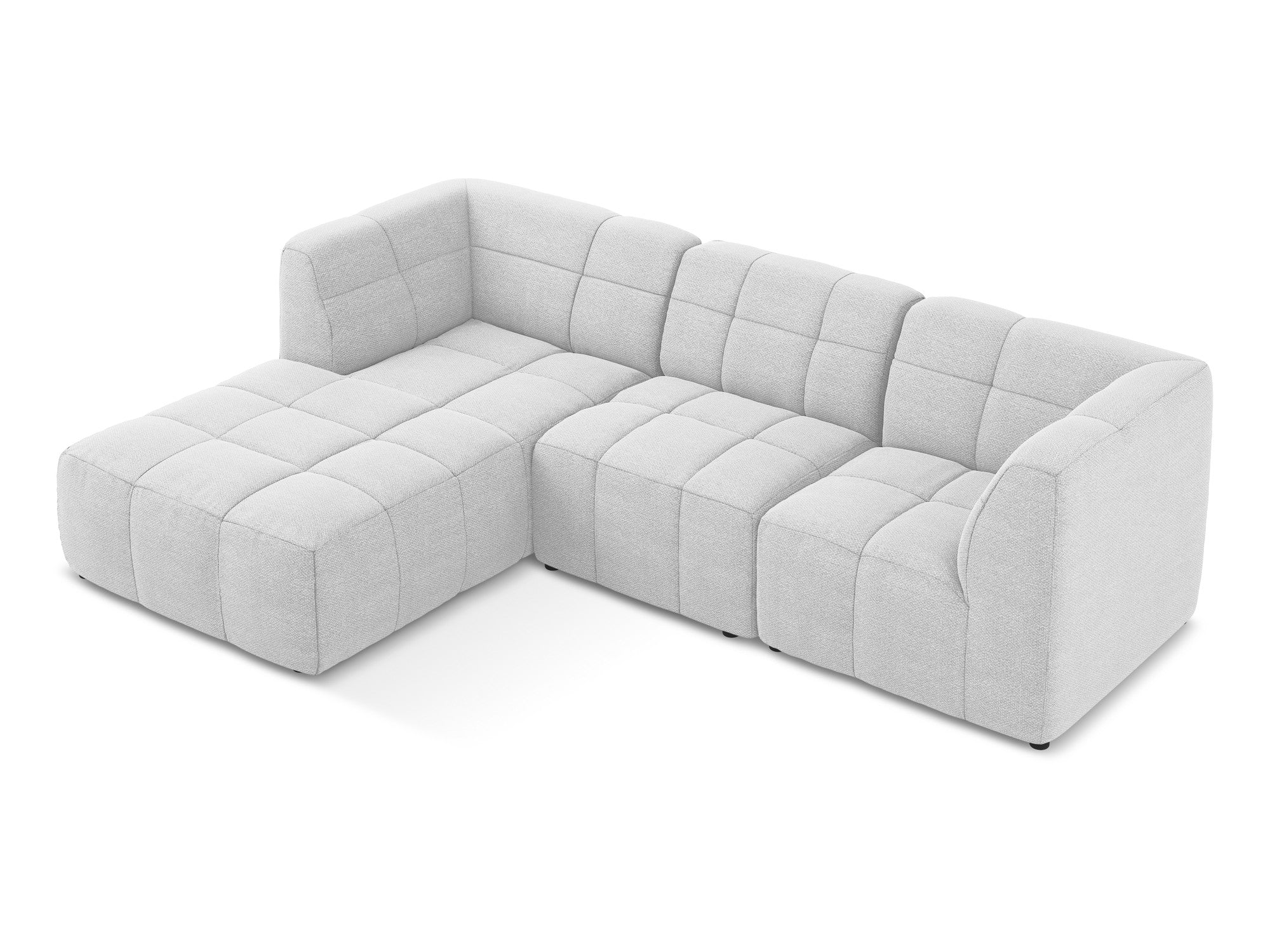 Modularer linksseitiger 3-Sitzer ALOHA silbernes Boucle