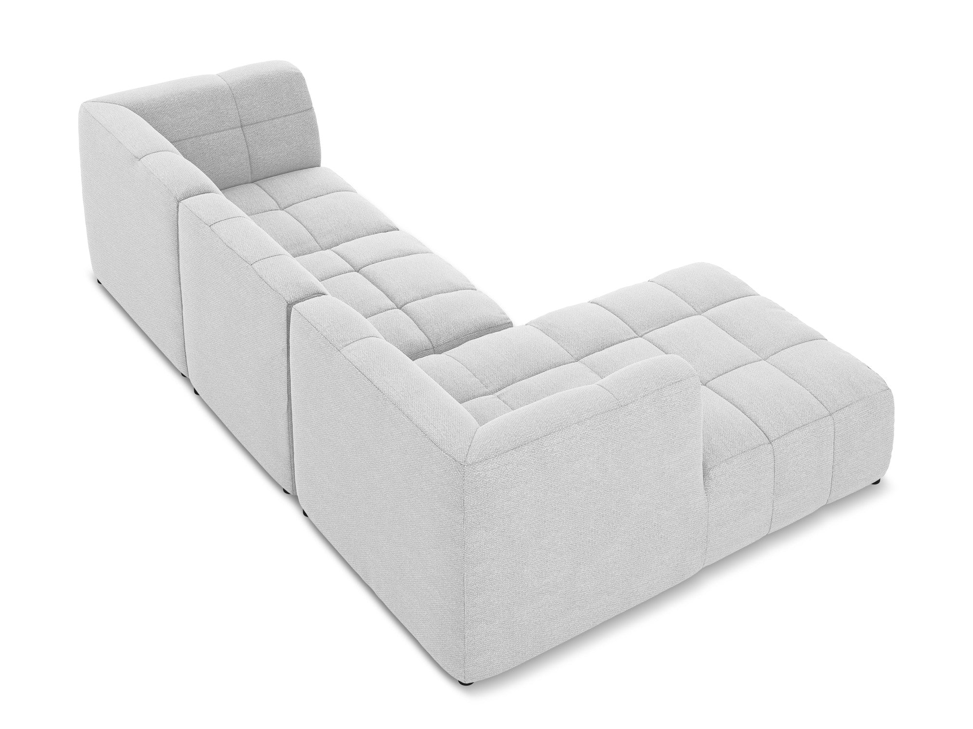 Modularer linksseitiger 3-Sitzer ALOHA silbernes Boucle