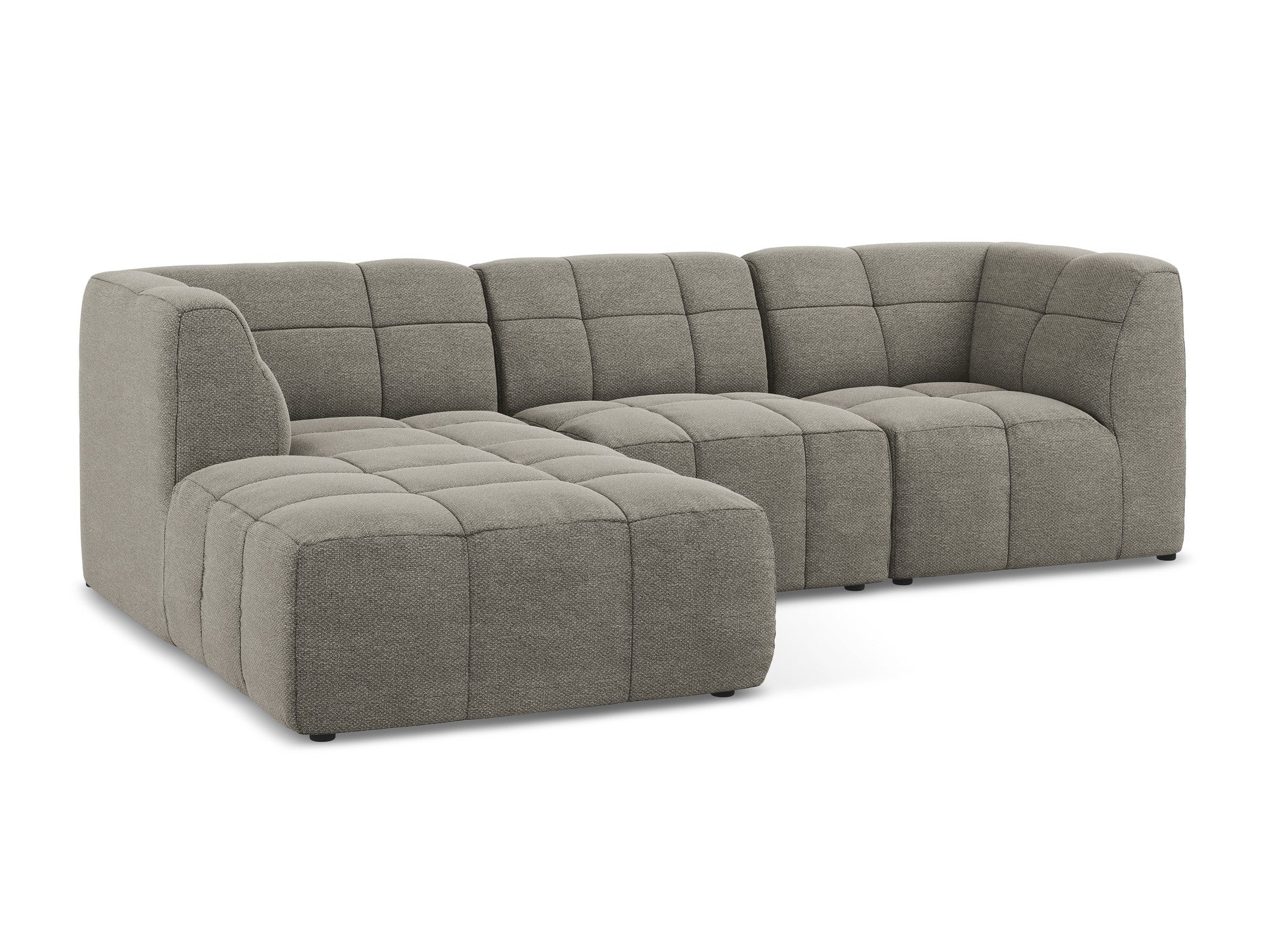 Modularer, linksseitiger 3-Sitzer ALOHA in grauem Boucle