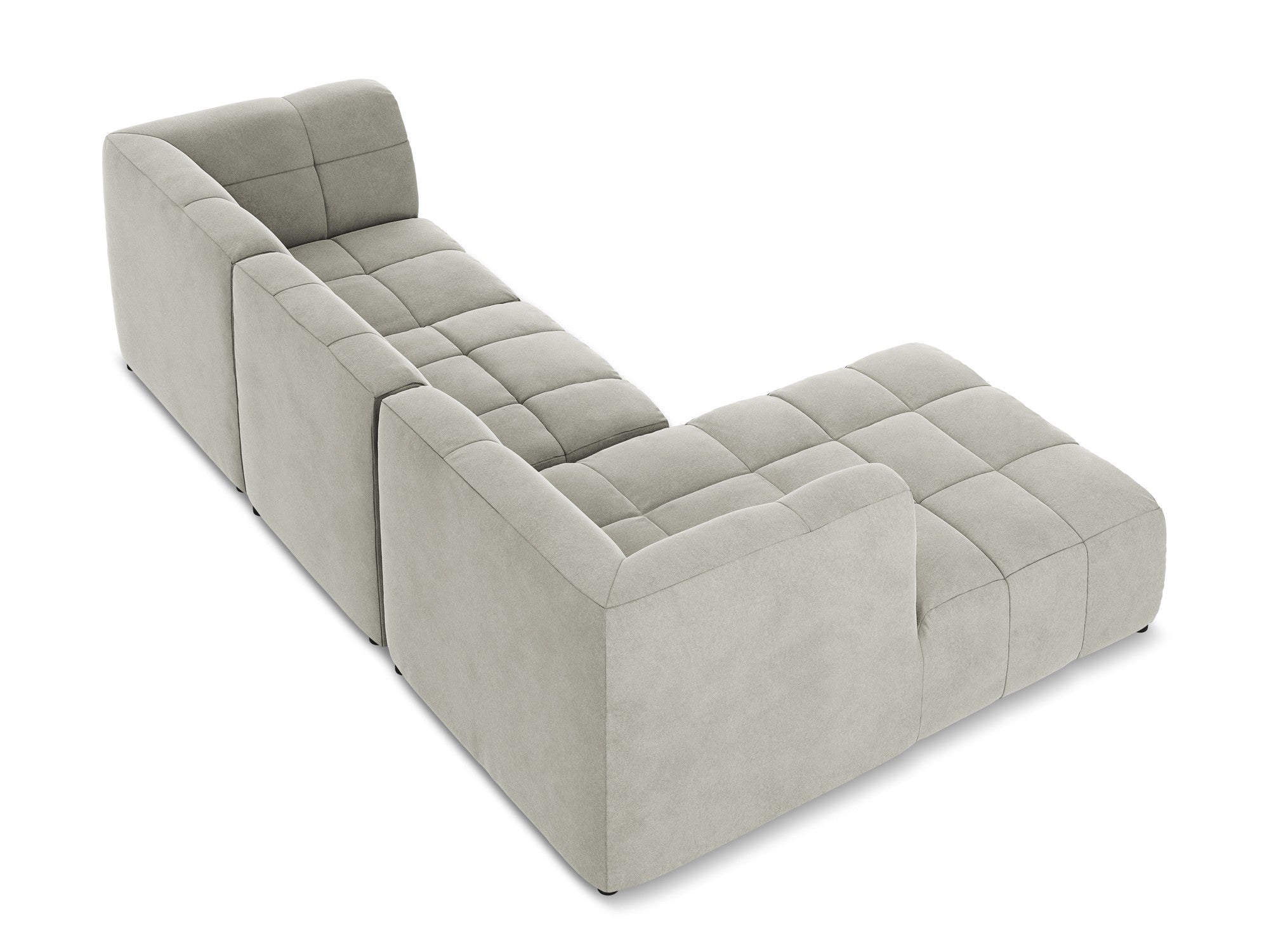 Left-facing velvet modular sofa for 3 people ALOHA light gray