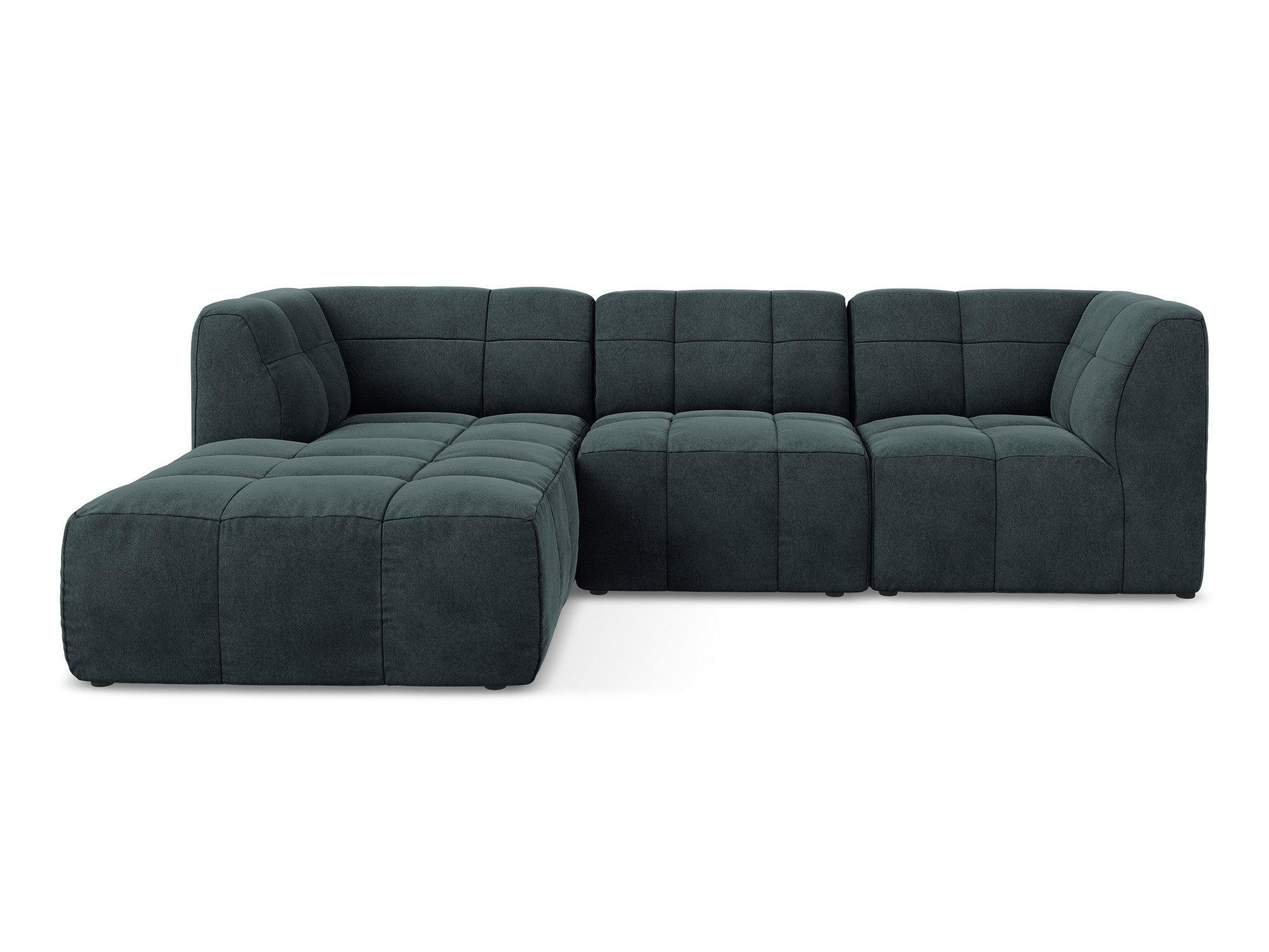 Left-facing velvet modular sofa for 3 people ALOHA in sea green