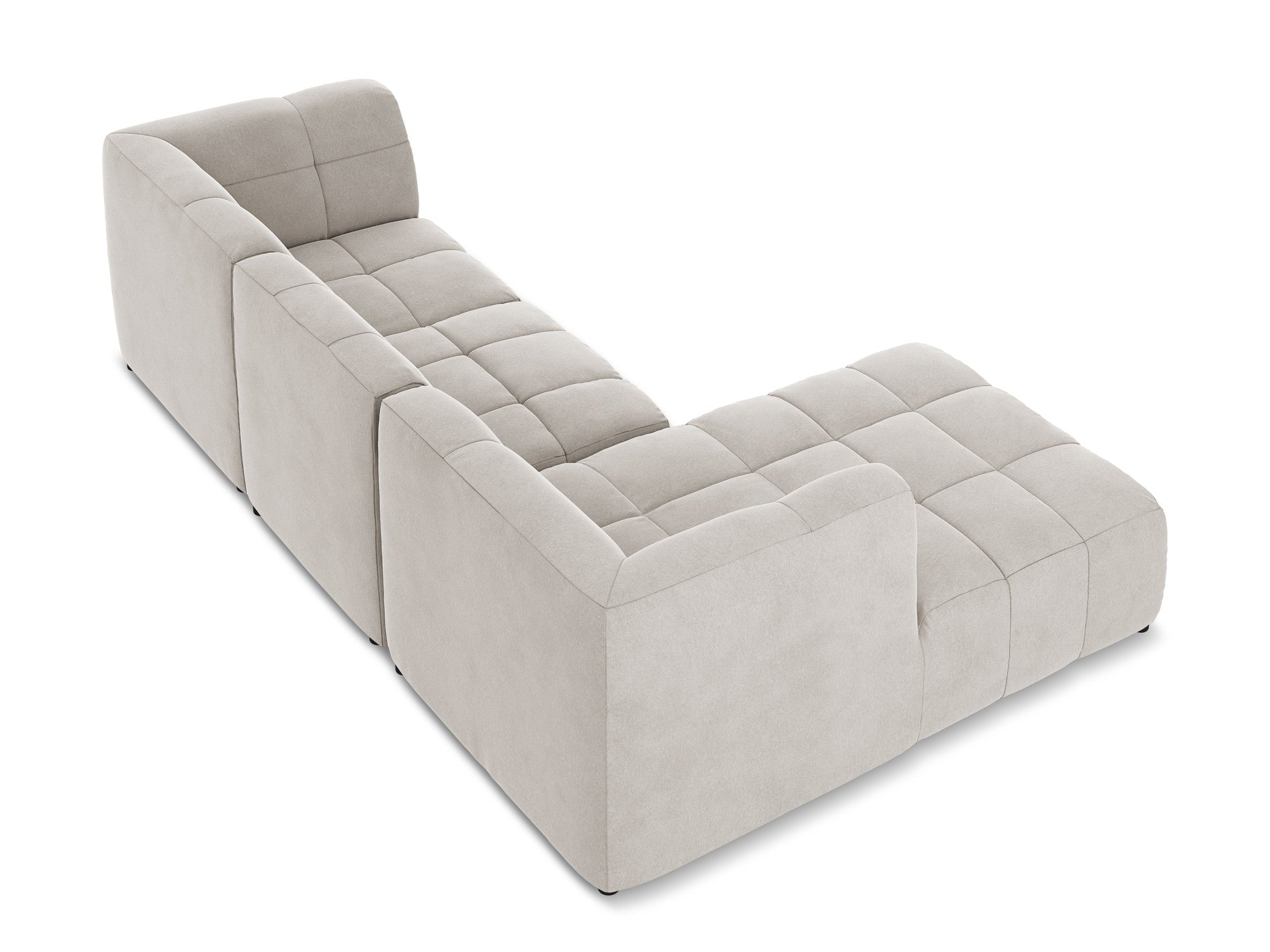 Modularer Samt-Ecksofa linksseitig für 3 Personen ALOHA hellbeige