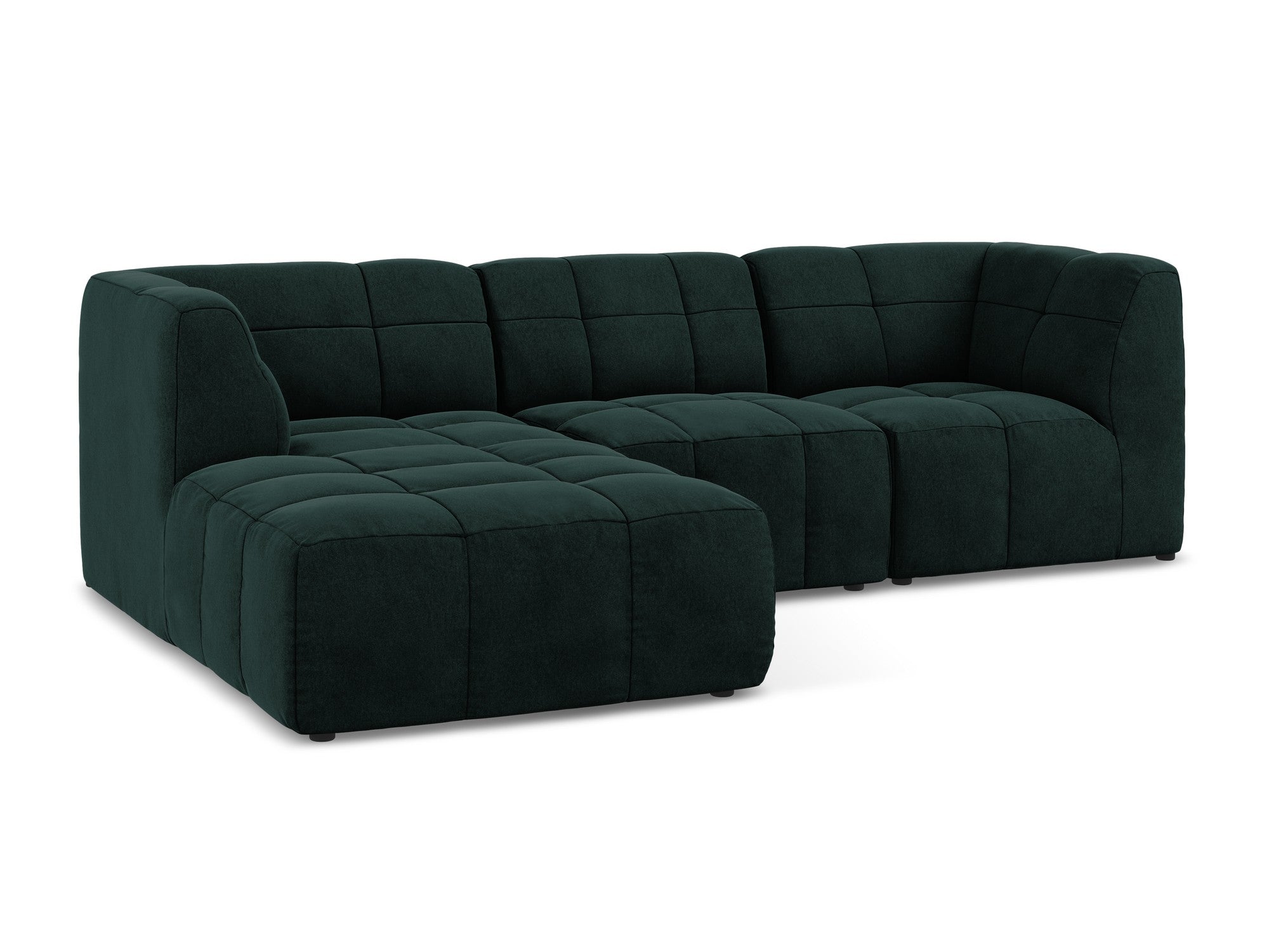 Left-facing velvet modular sofa for 3 people ALOHA in gray-green