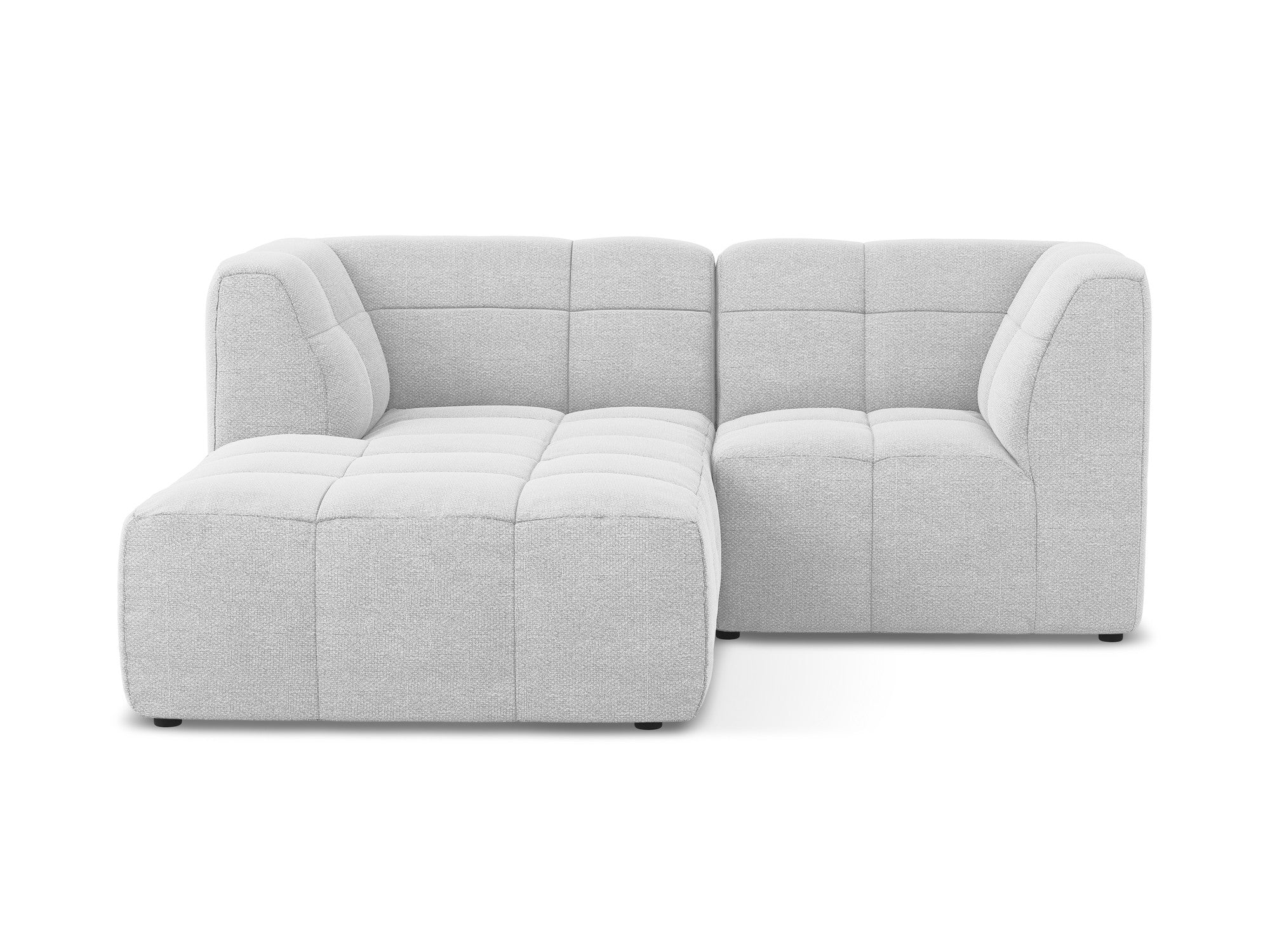 Left-facing modular loveseat ALOHA silver boucle
