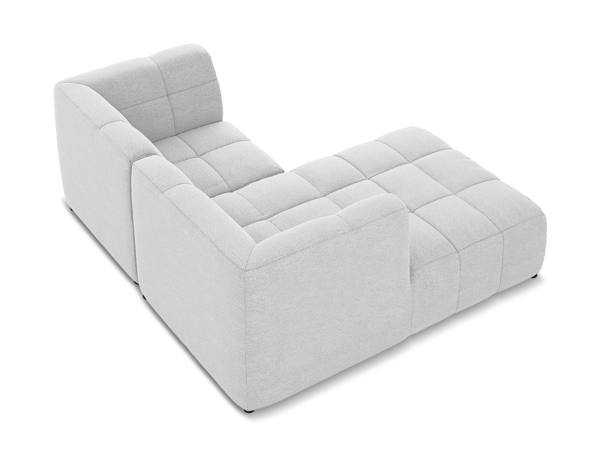 Left-facing modular loveseat ALOHA silver boucle