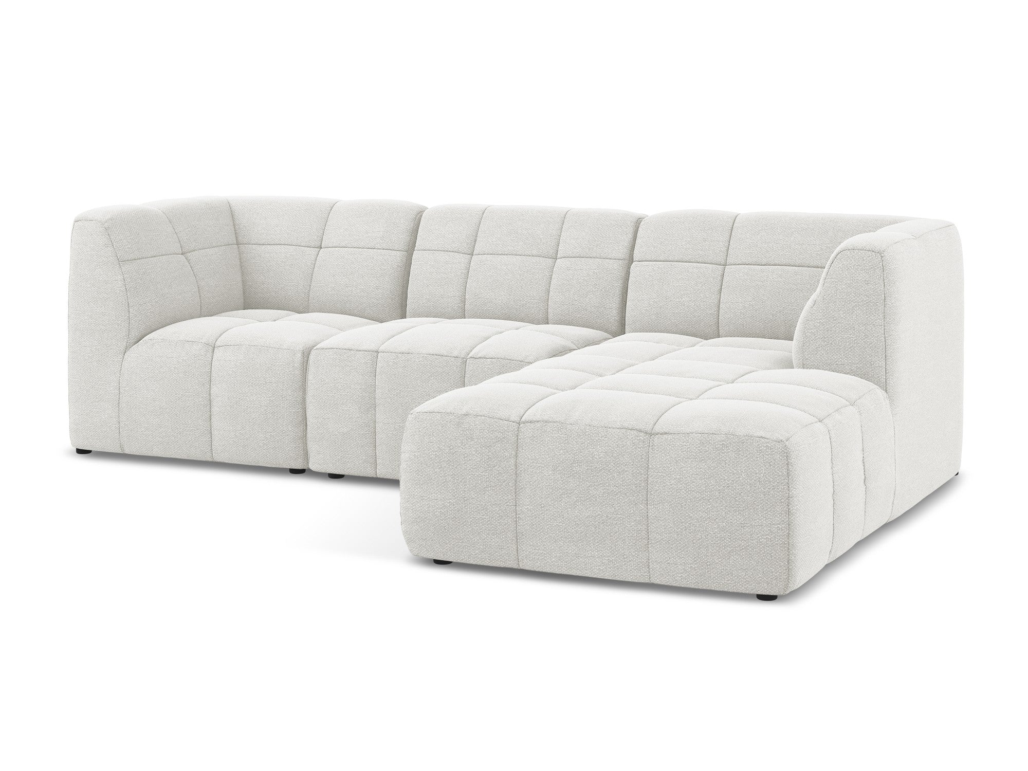 Right-facing modular sofa for 3 people ALOHA white boucle
