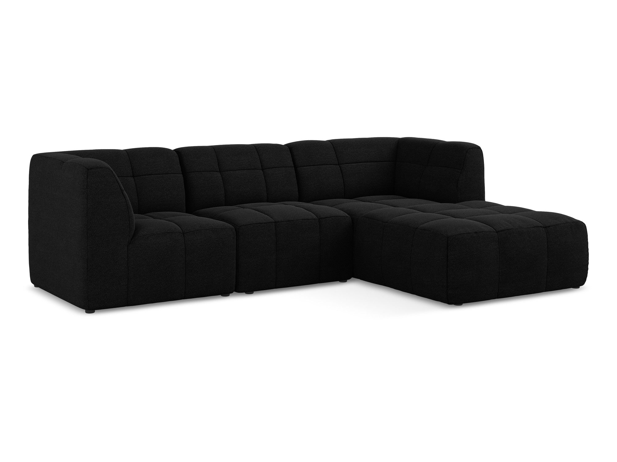 Modularer Ecksofa rechtsseitig 3-Sitzer ALOHA schwarz Boucle