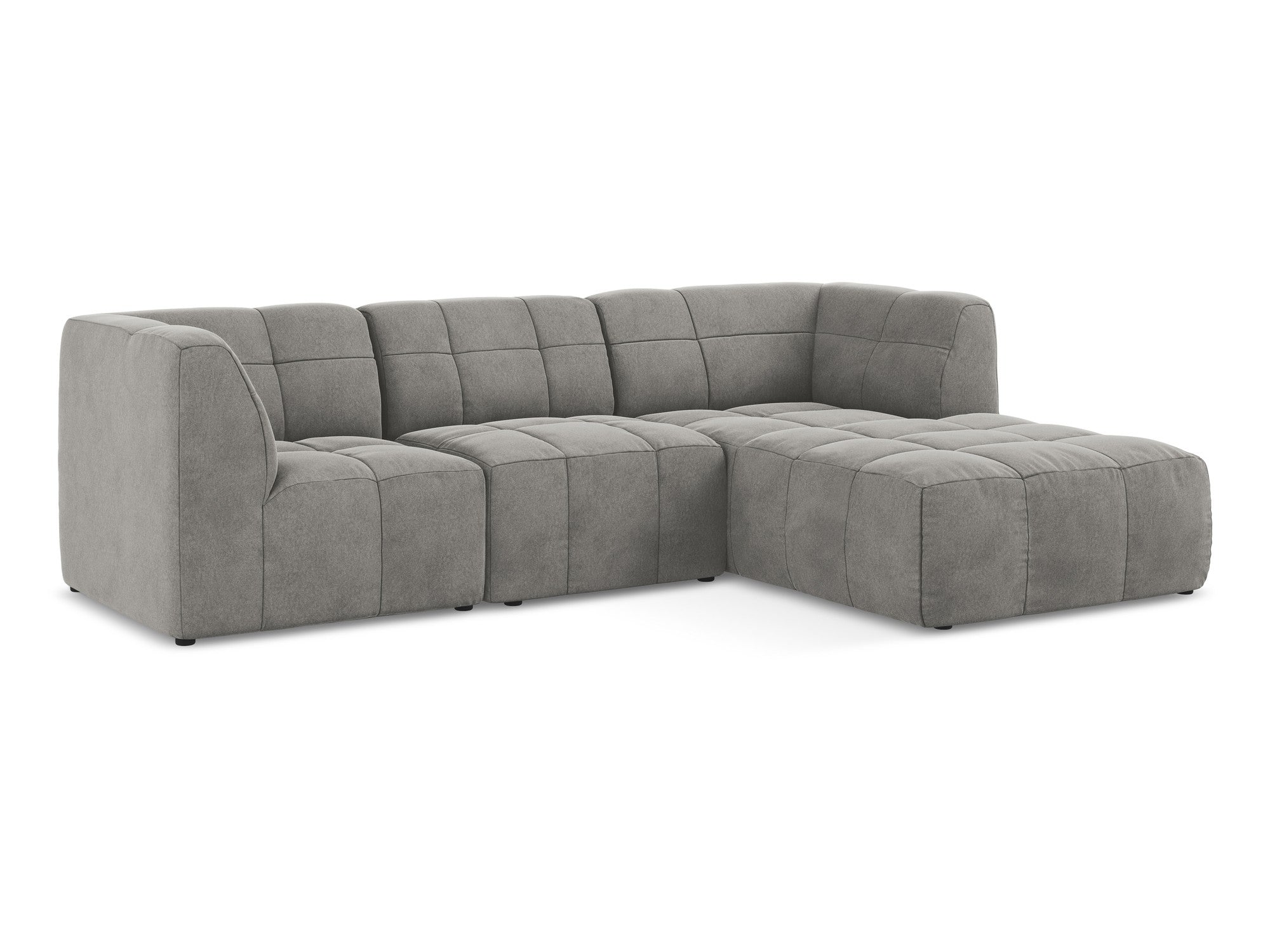 Modularer Samt-Ecksofa rechtsseitig 3-sitzig ALOHA grau