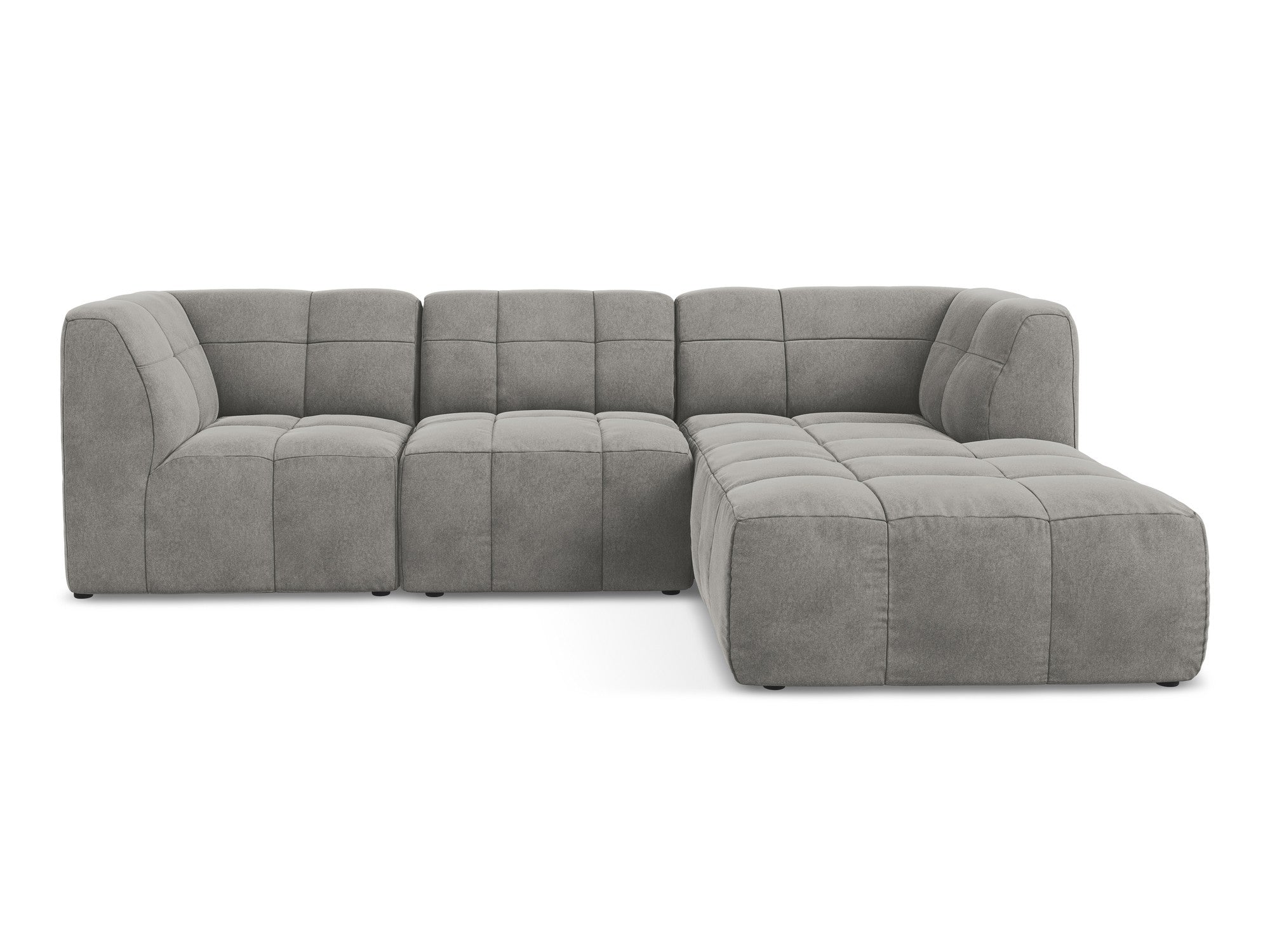 Modularer Samt-Ecksofa rechtsseitig 3-sitzig ALOHA grau