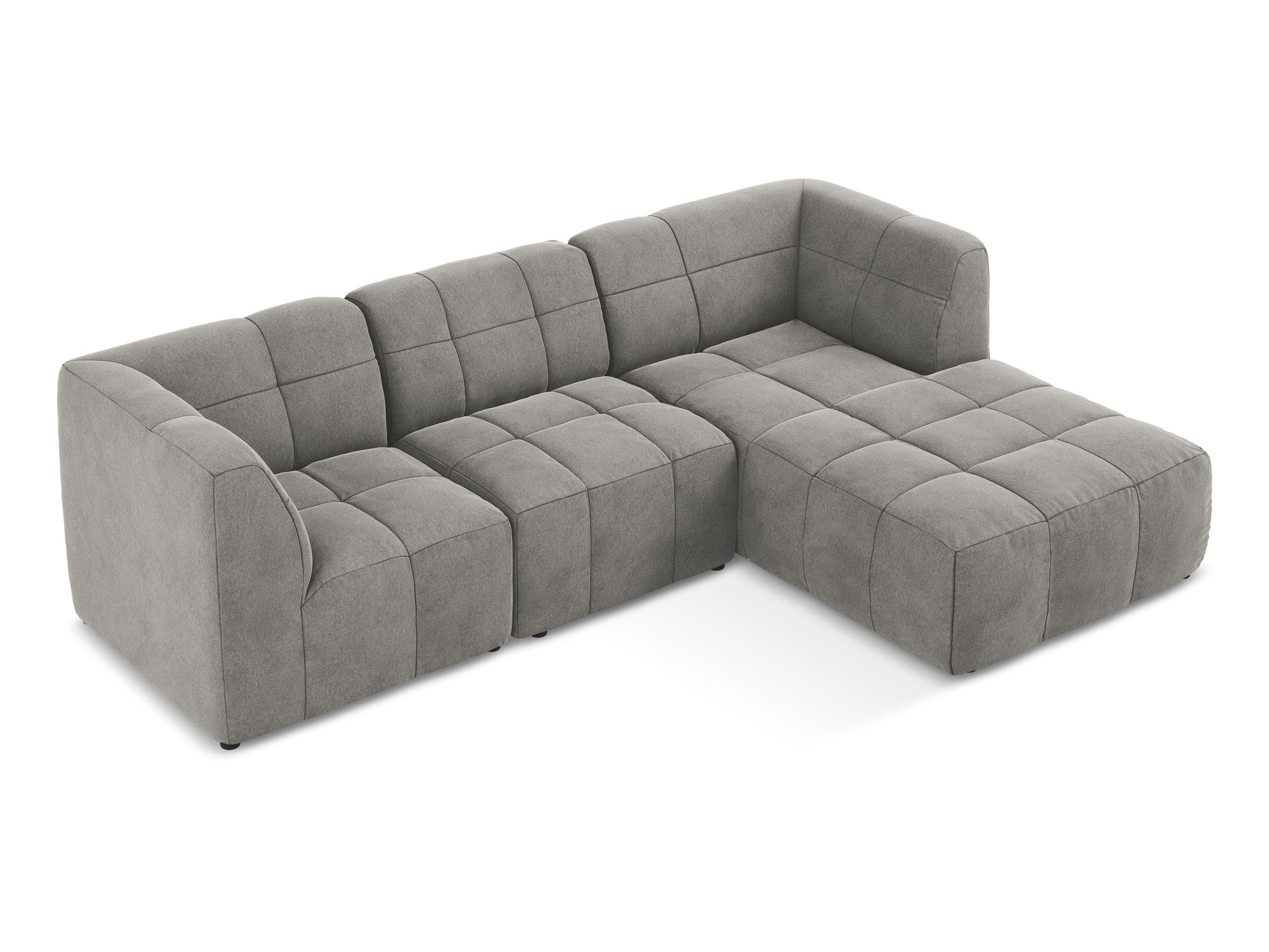 Modularer Samt-Ecksofa rechtsseitig 3-sitzig ALOHA grau