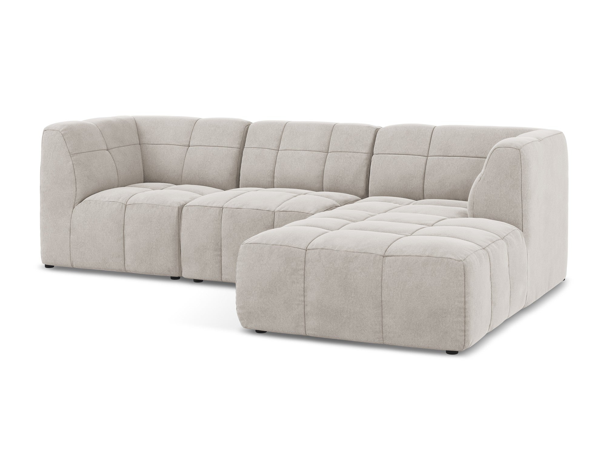 Right-facing modular velvet sofa for 3 people ALOHA light beige