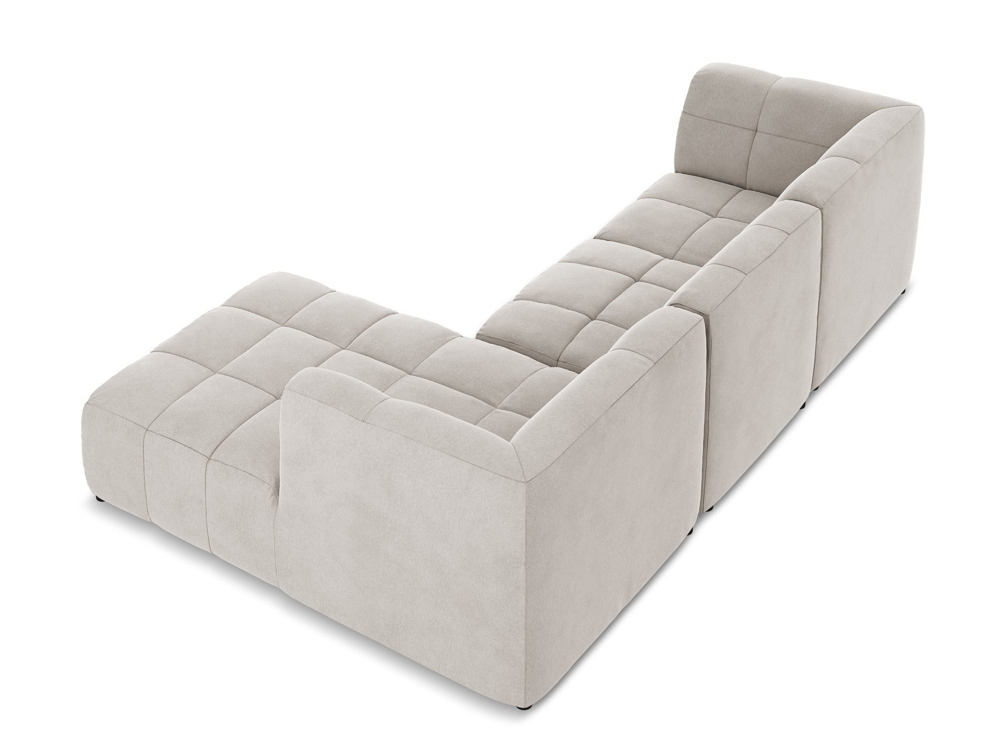 Right-facing modular velvet sofa for 3 people ALOHA light beige