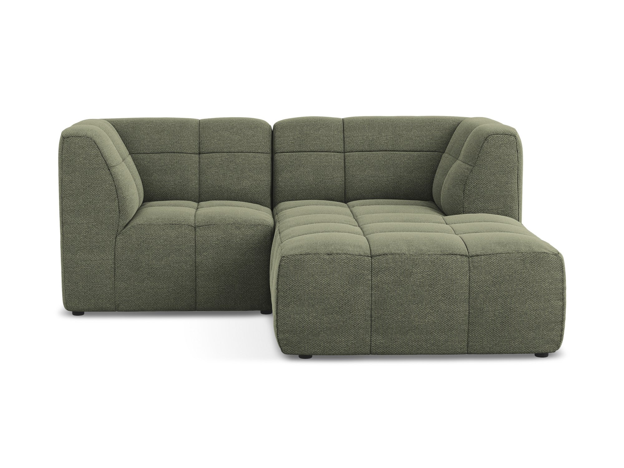 Right-facing modular sofa for 2 people ALOHA olive boucle