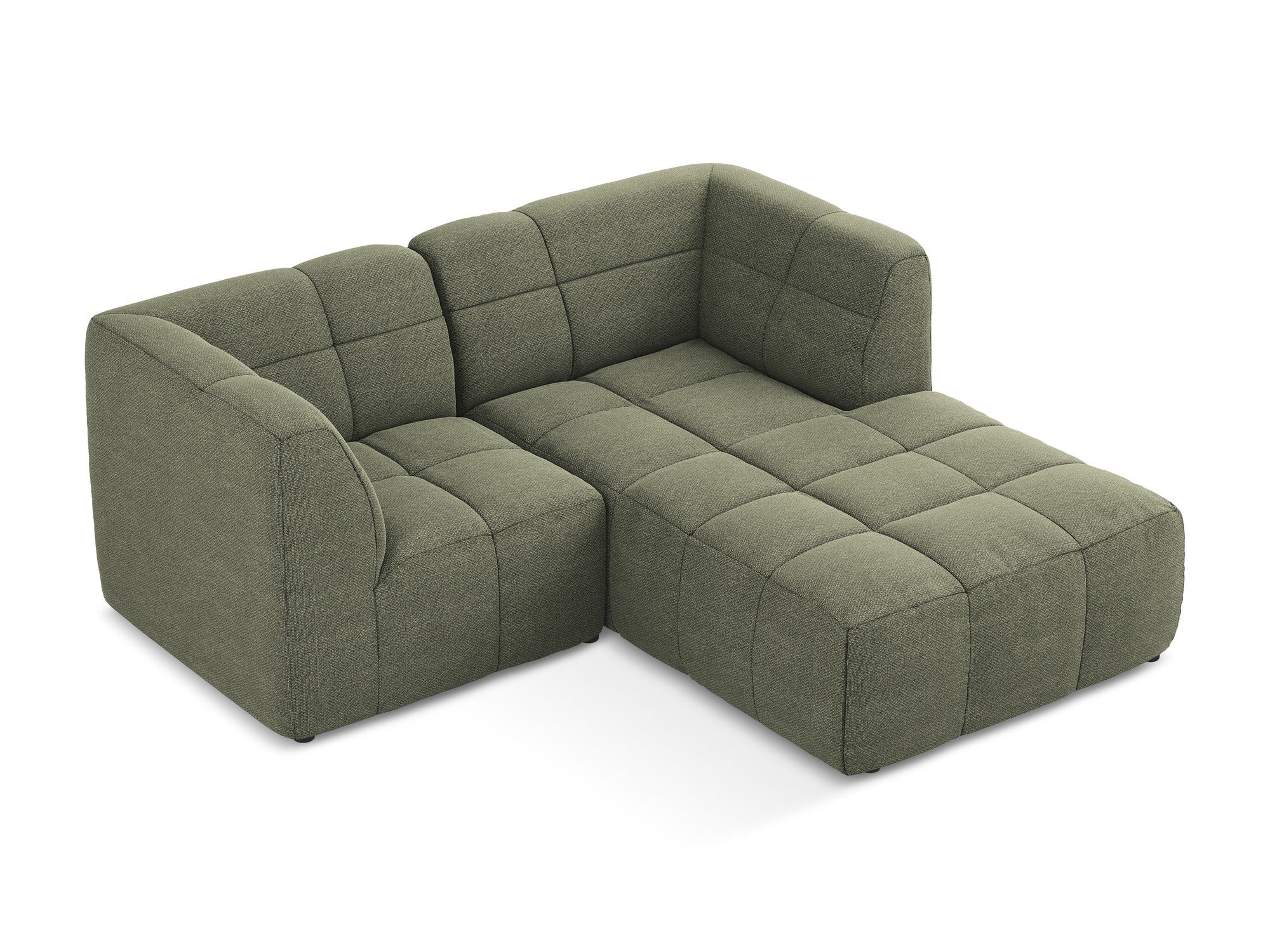 Right-facing modular sofa for 2 people ALOHA olive boucle