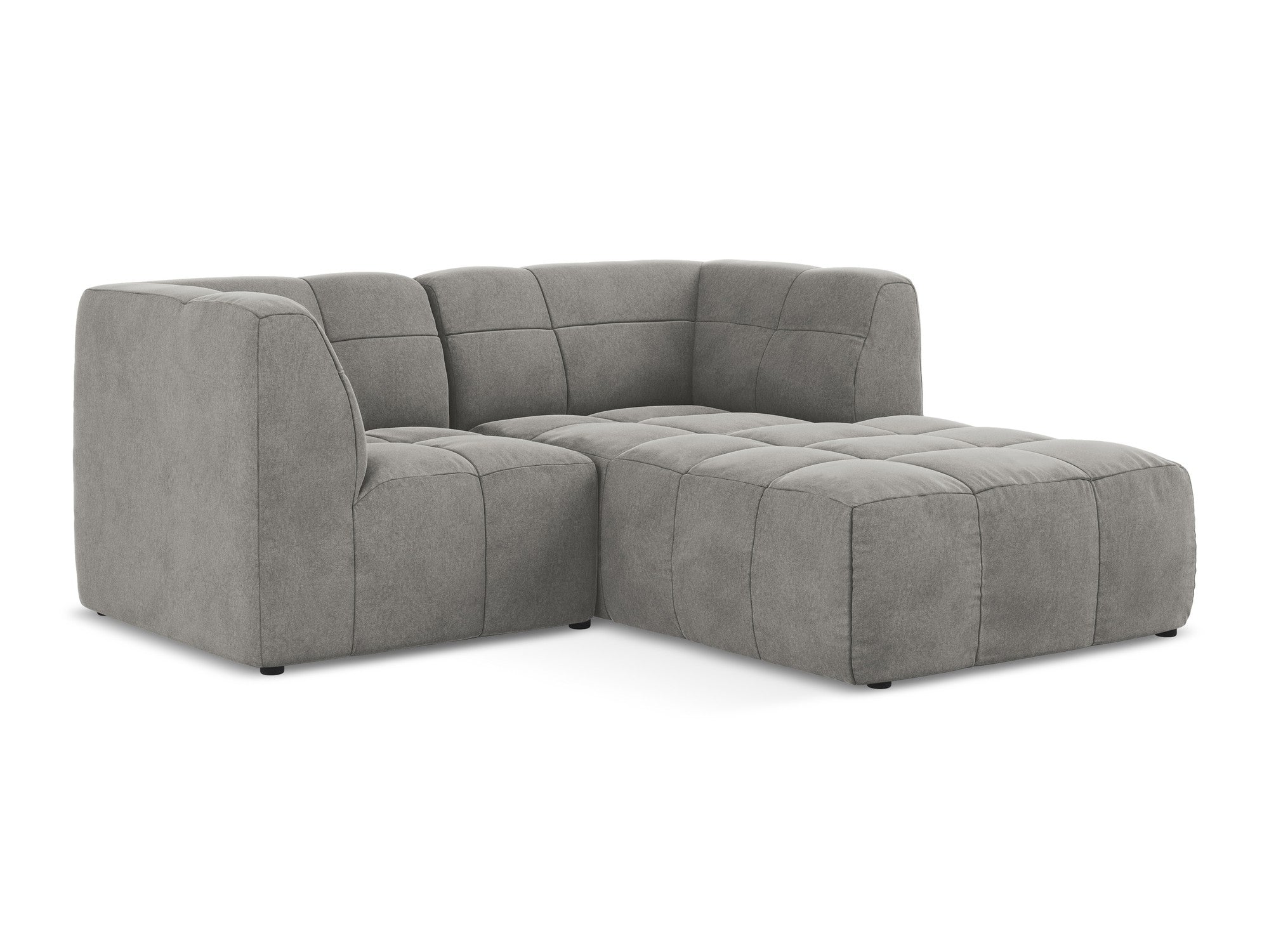 Modularer Samt-Ecksofa rechtsseitig für 2 Personen ALOHA grau