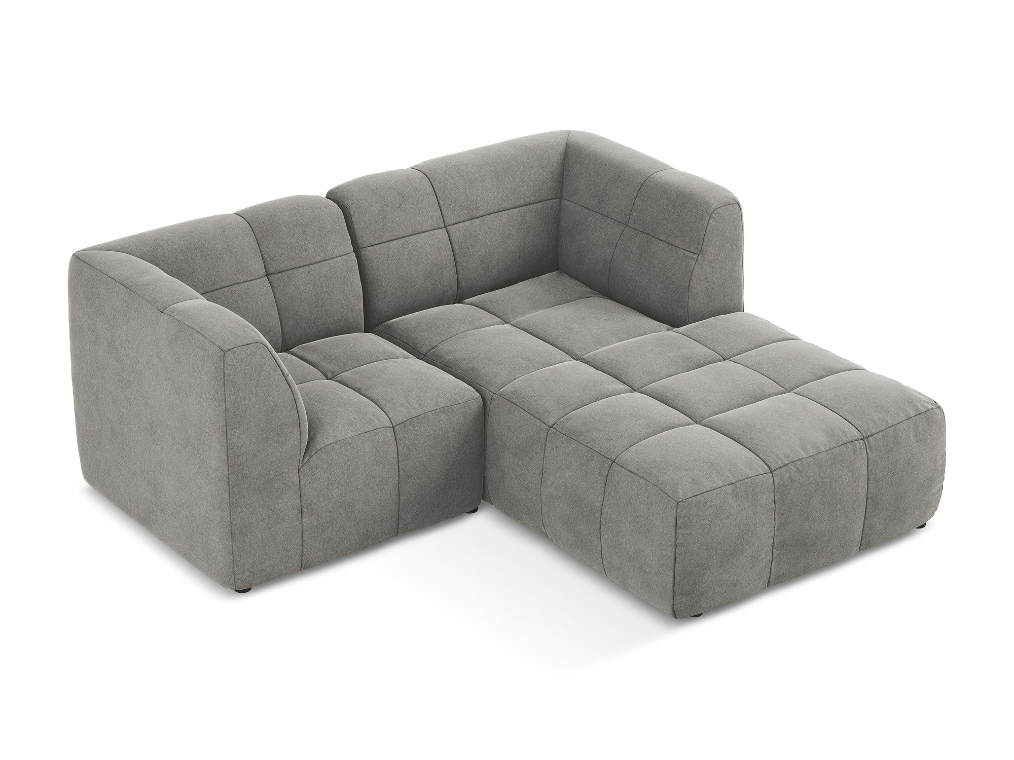 Modularer Samt-Ecksofa rechtsseitig für 2 Personen ALOHA grau