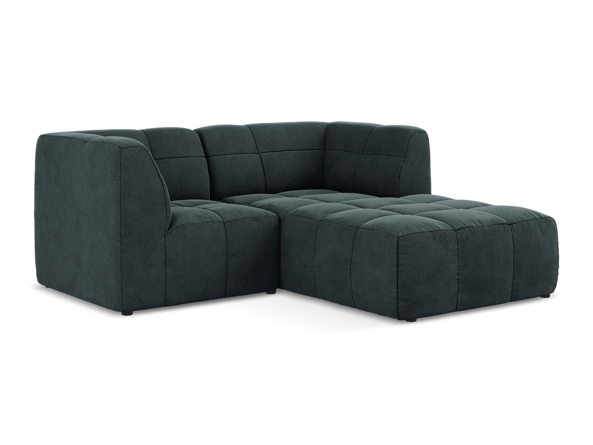 Right-facing velvet modular sofa for 2 people ALOHA in sea green