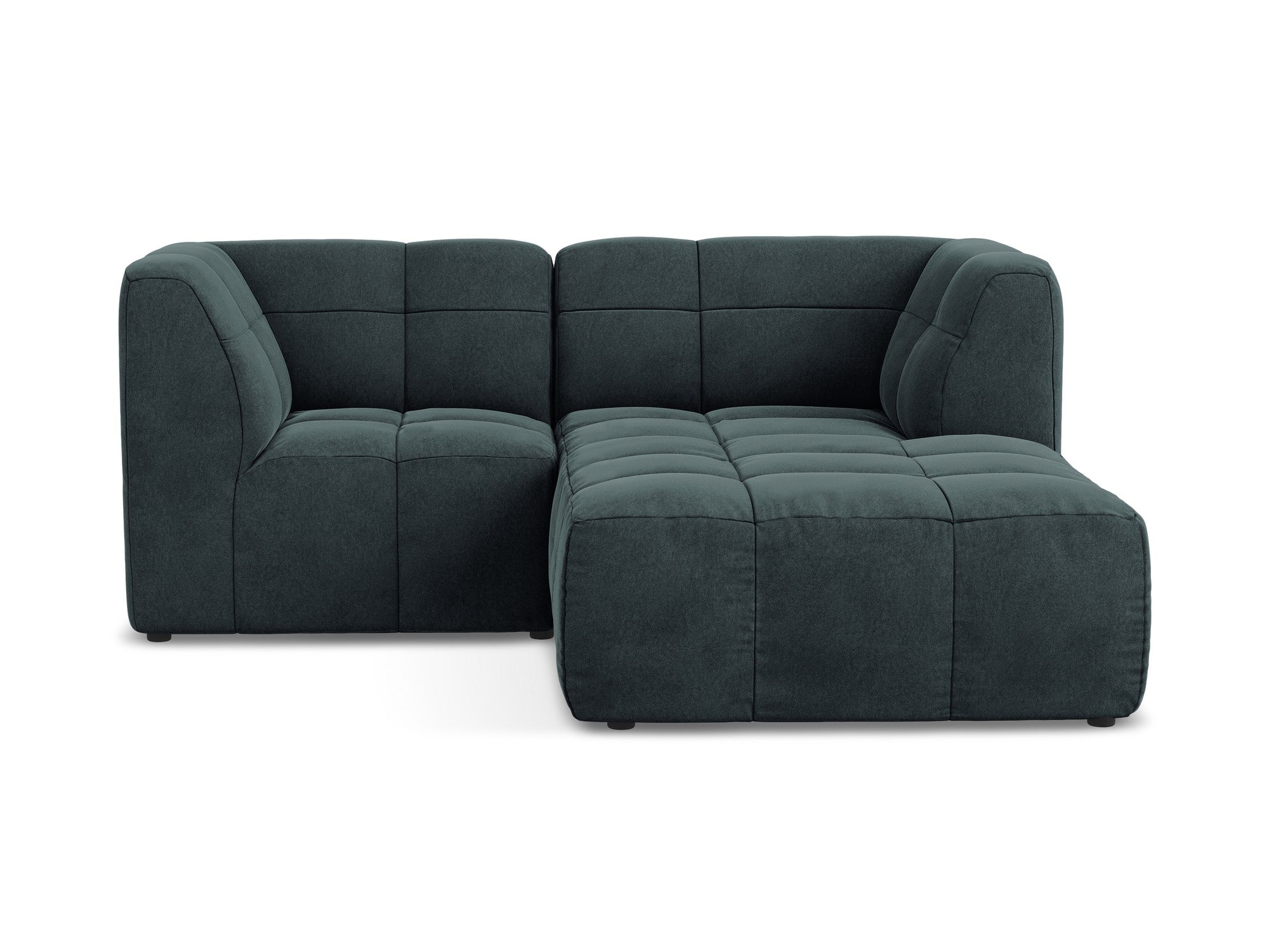 Right-facing velvet modular sofa for 2 people ALOHA in sea green