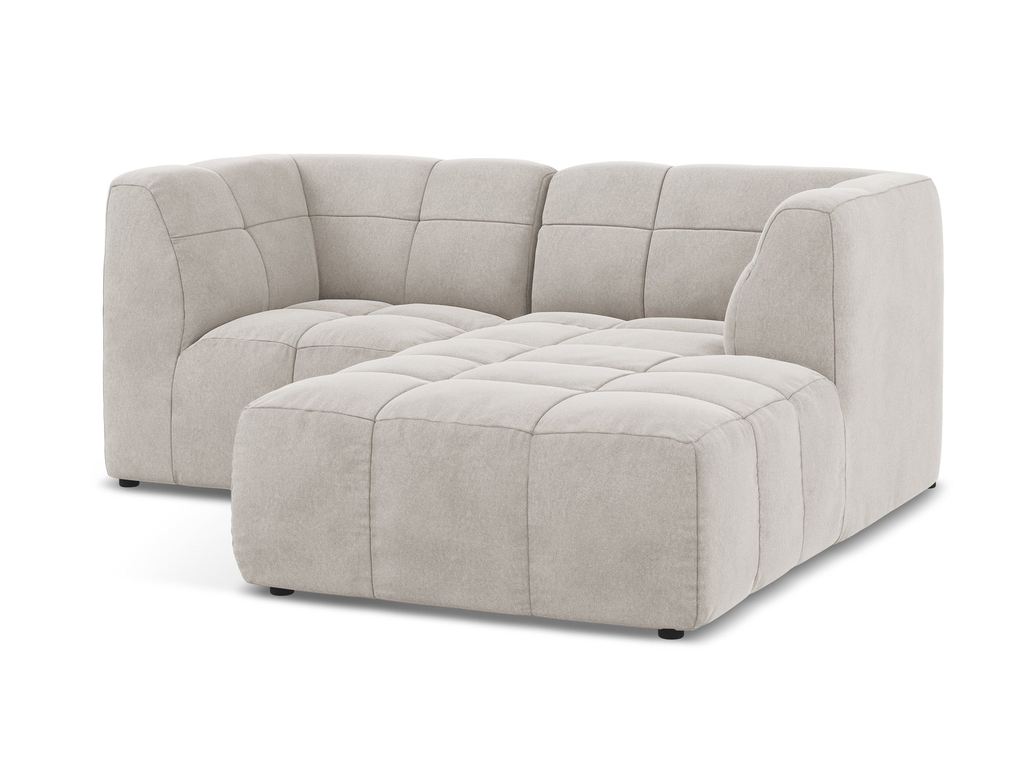 Modularer Samt-Ecksofa rechtsseitig für 2 Personen ALOHA hellbeige