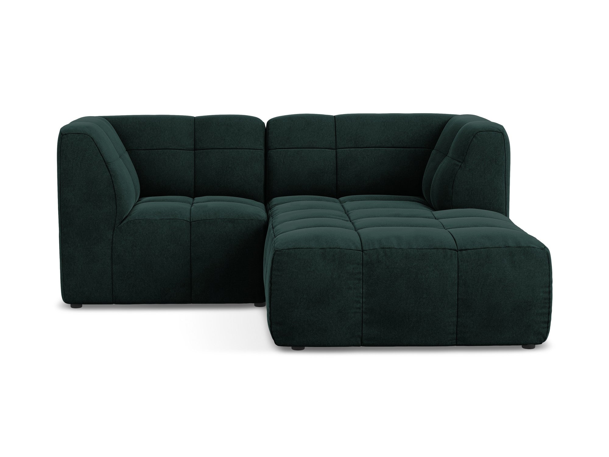 Right-facing velvet modular sofa for 2 people ALOHA in gray-green