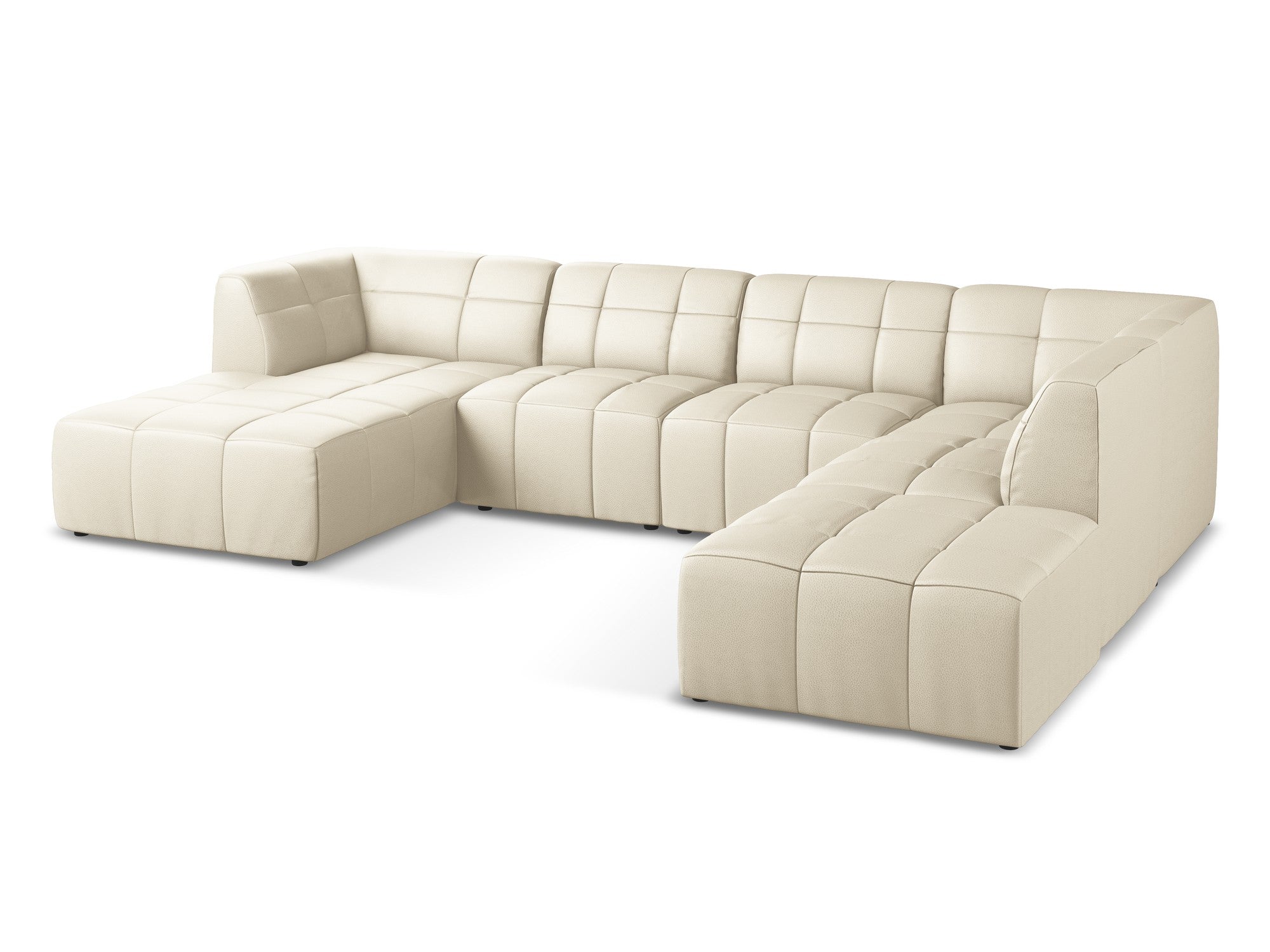 Modularer Panoramawinkelsofa ALOHA in hellbeigem Kunstleder