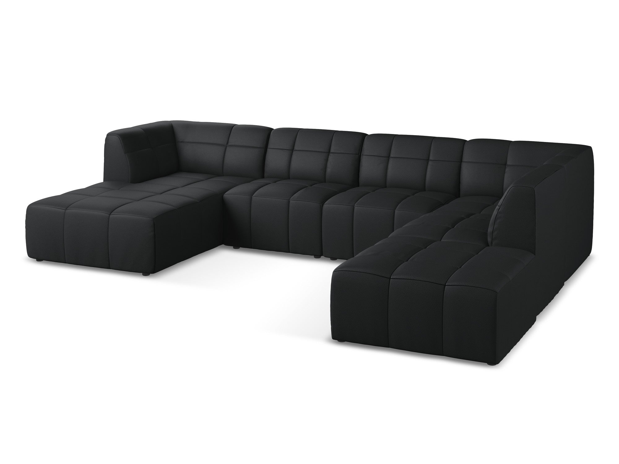 Modularer Panoramawinkelsofa ALOHA aus schwarzem Kunstleder