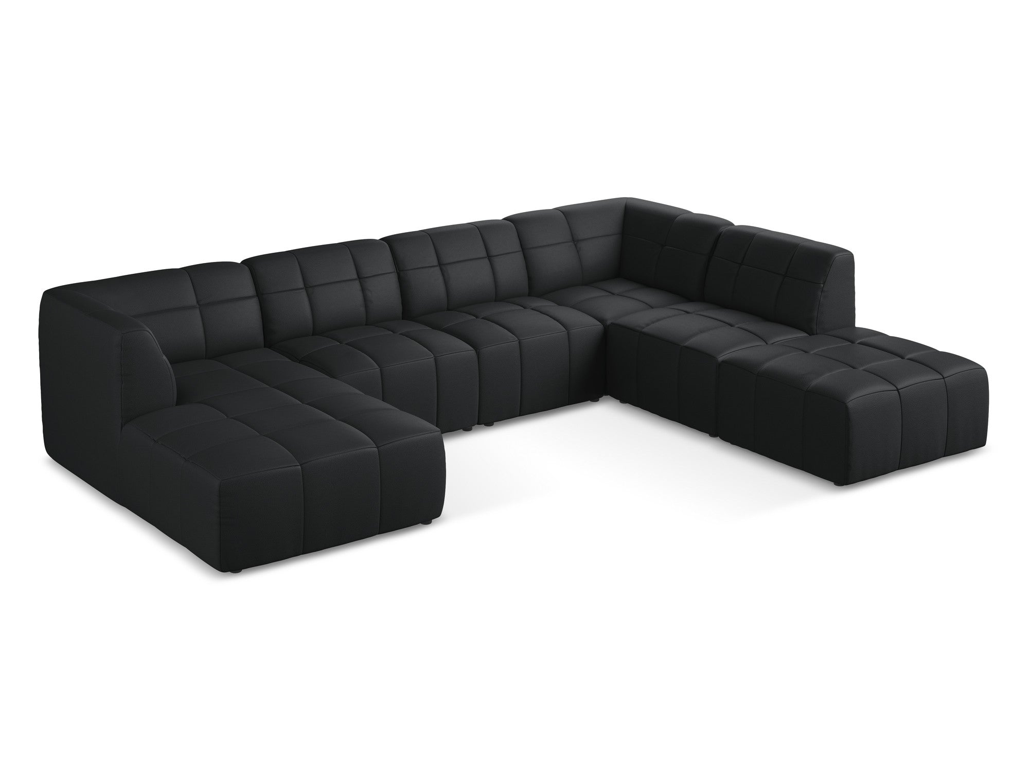 Modularer Panoramawinkelsofa ALOHA aus schwarzem Kunstleder
