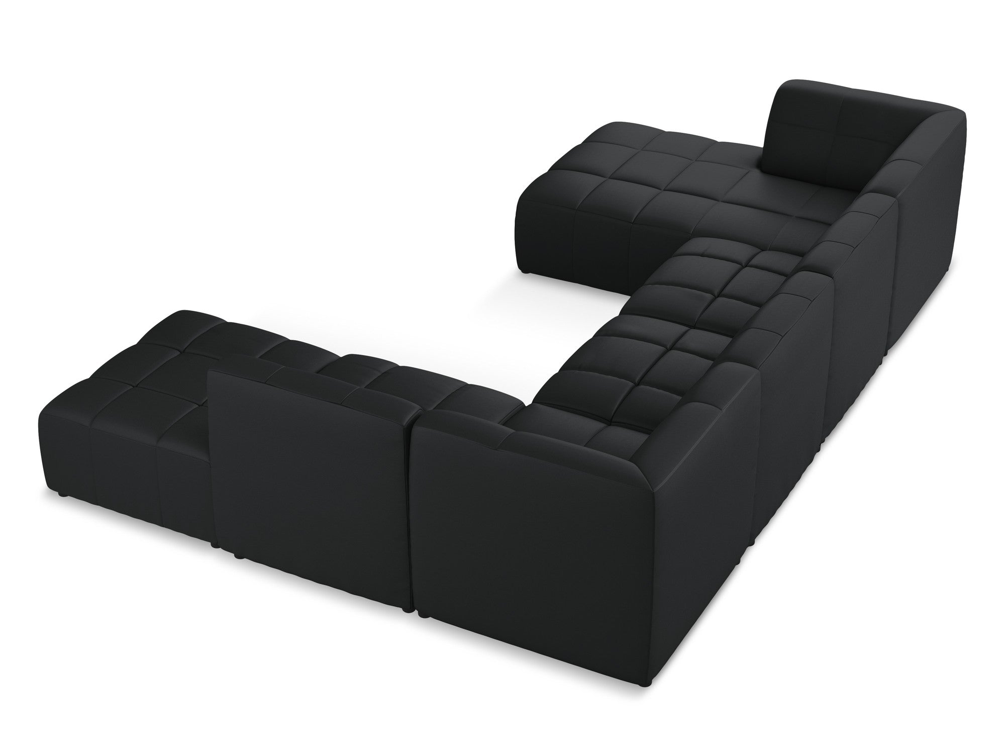 Modularer Panoramawinkelsofa ALOHA aus schwarzem Kunstleder