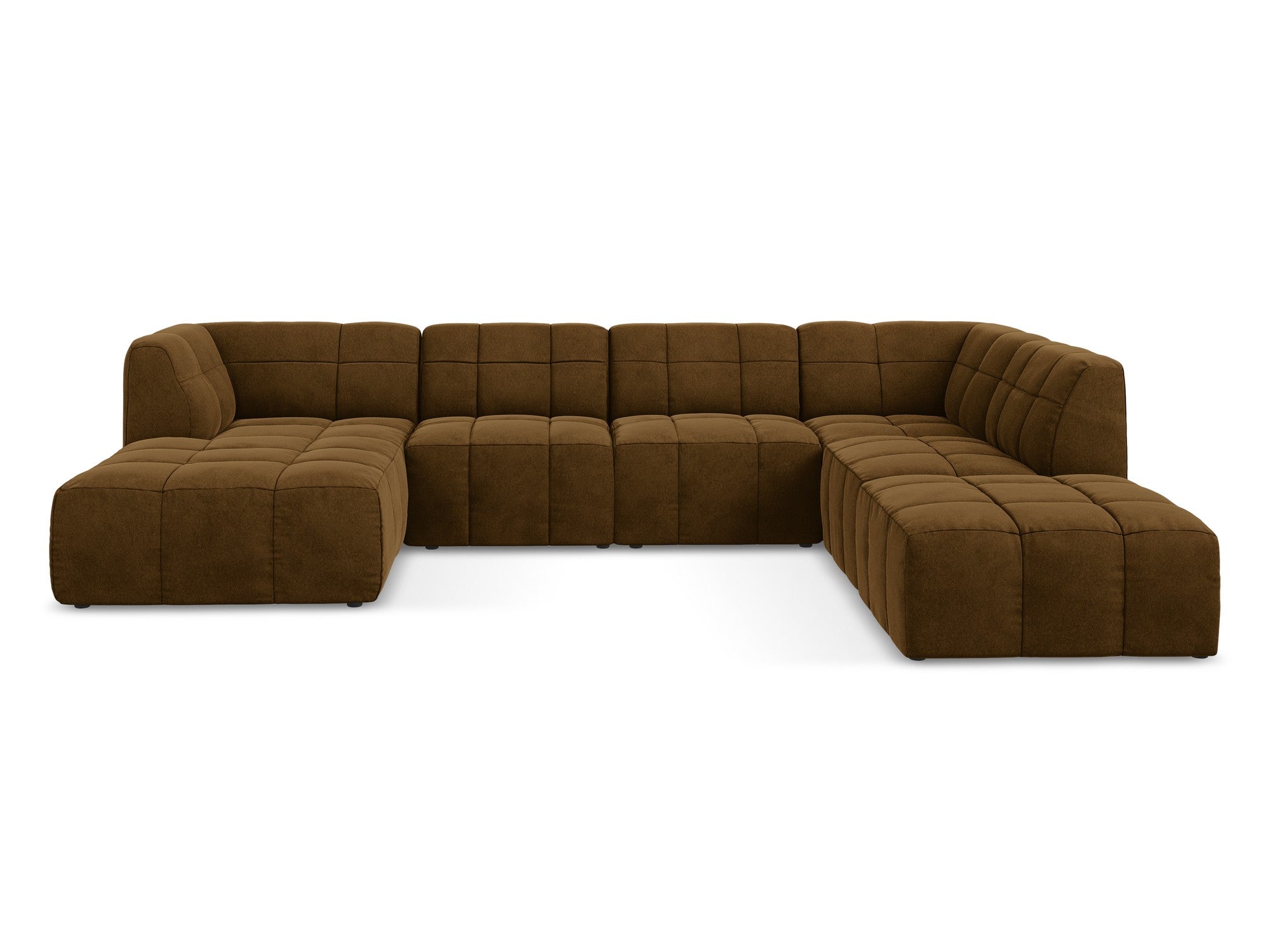 Modularer samtiger Panoramacouch ALOHA in Senfgelb