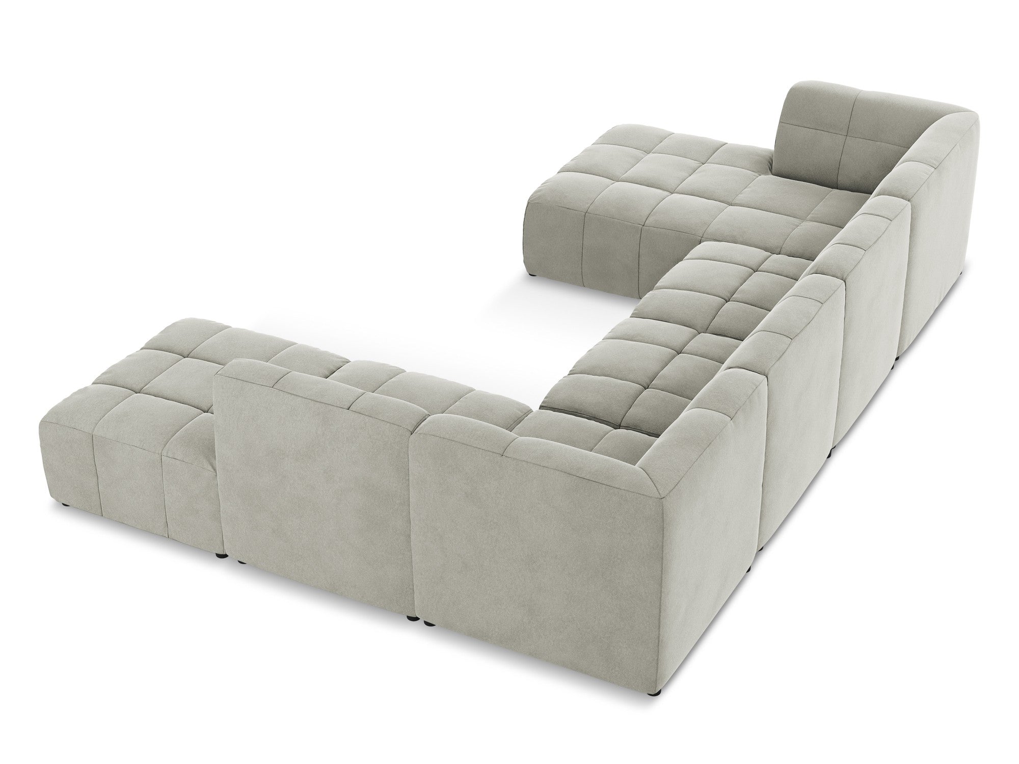Modular Panoramic Velvet Corner Sofa ALOHA Light Gray