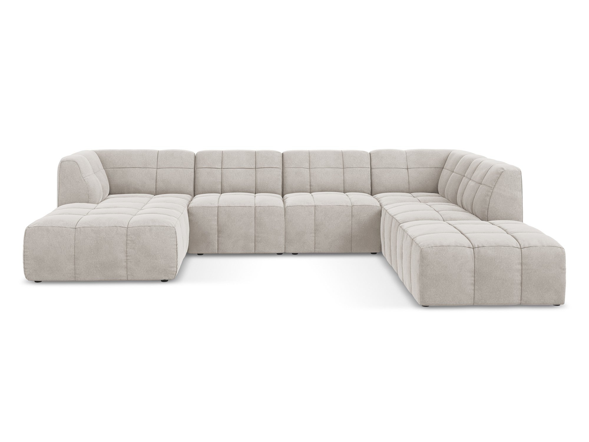 Modular Panoramic Velvet Corner Sofa ALOHA Light Beige