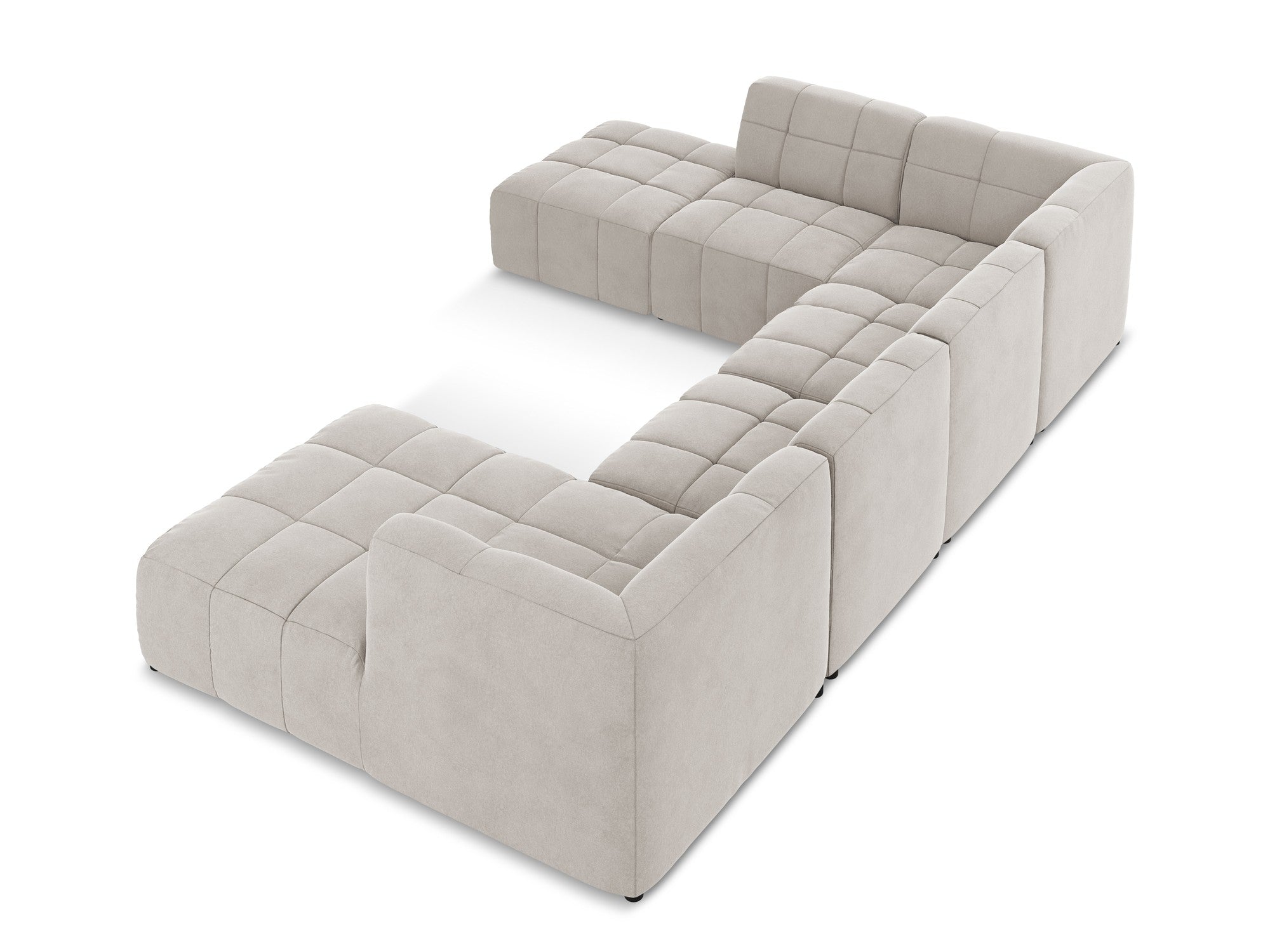Modular Panoramic Velvet Corner Sofa ALOHA Light Beige