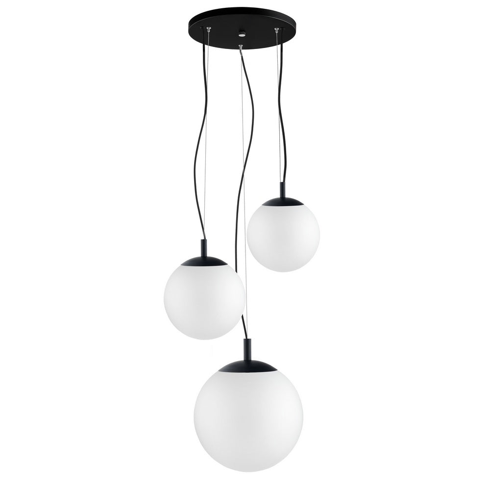 Lampa sufitowa ALUR 2 mleczne szkło z czarnym wykończeniem